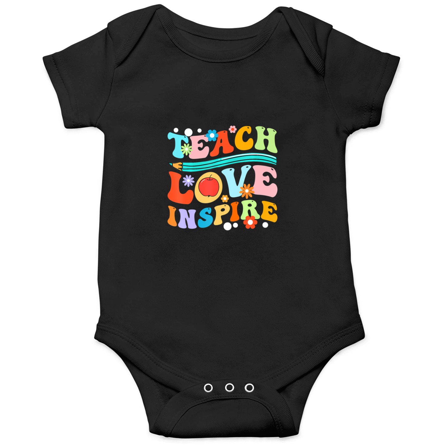 Retro Groovy Teacher Inspirational Happy Back to S Onesies