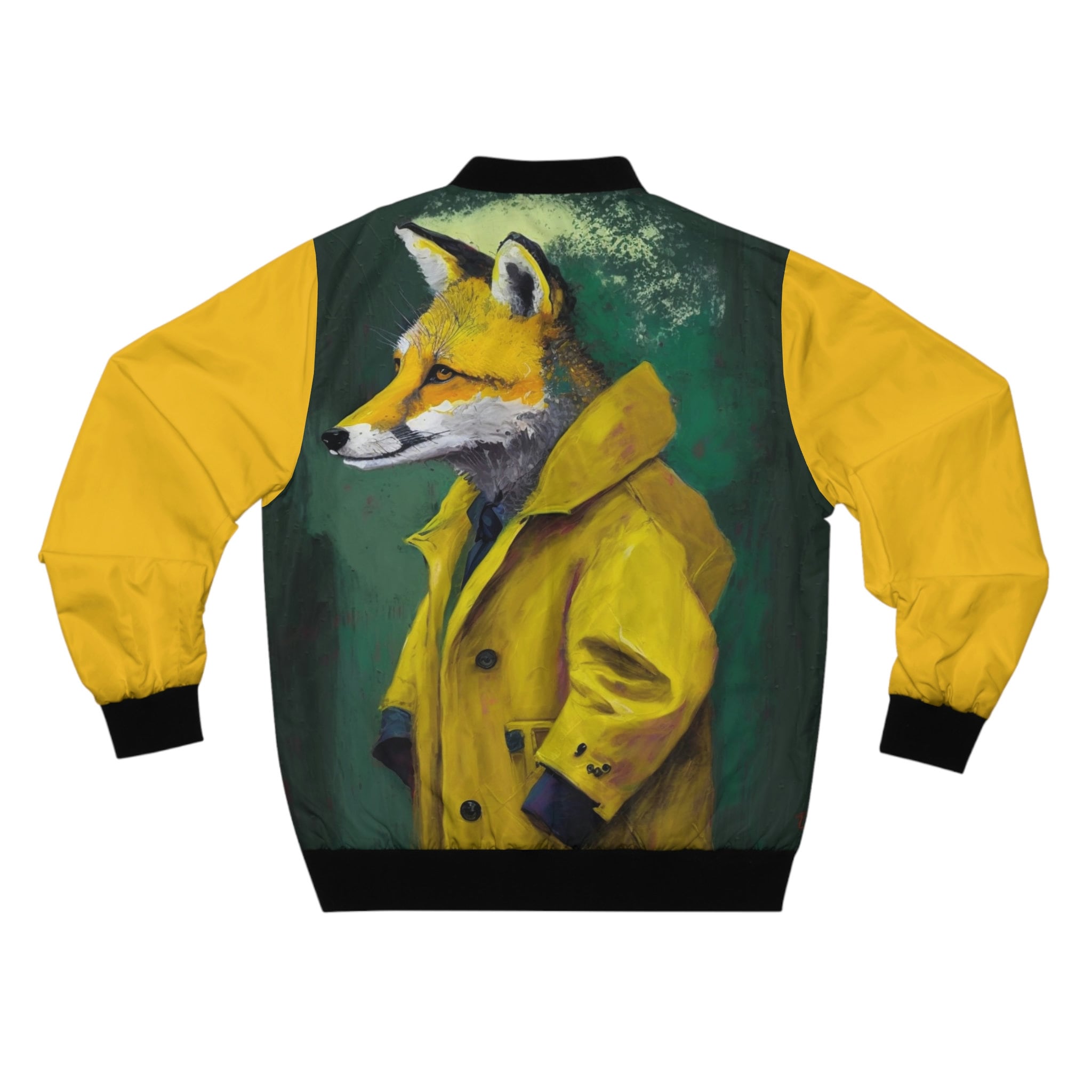 The Vibrant Yellow Jacket and Fox Fusion Men's Bomber Jacket