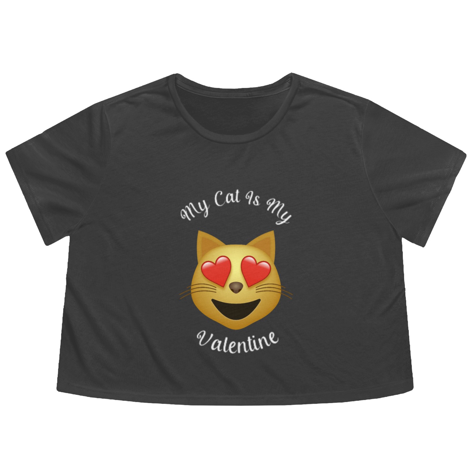 My Cat Is My Valentine Flowy Cropped Tees