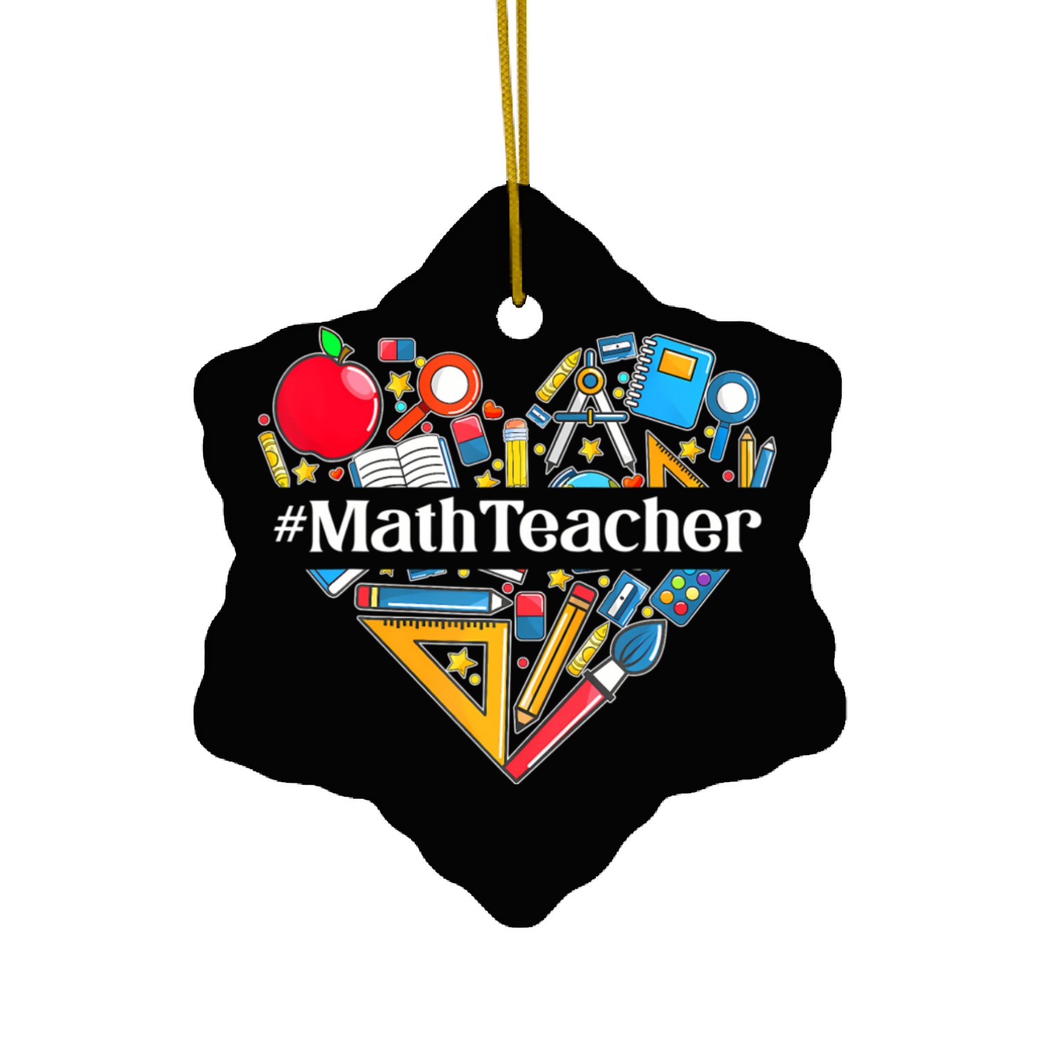 Teach Love Inspire Math Teacher Heart Back To Scho Ceramic Ornaments