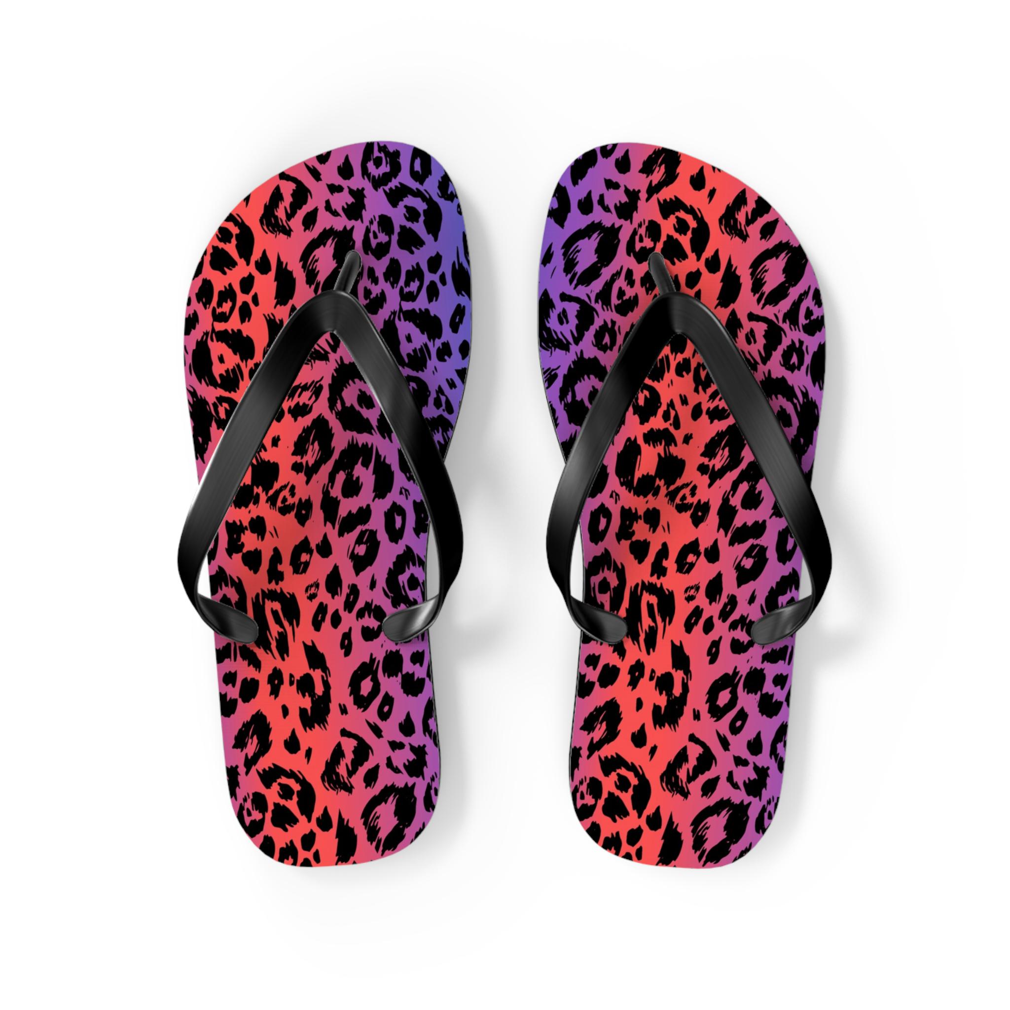 Leopard Flip Flops for Women and Teens, Bold Animal Pattern Sandals, Funky Summer Beachwear, Unique Gift for Fashion Lovers