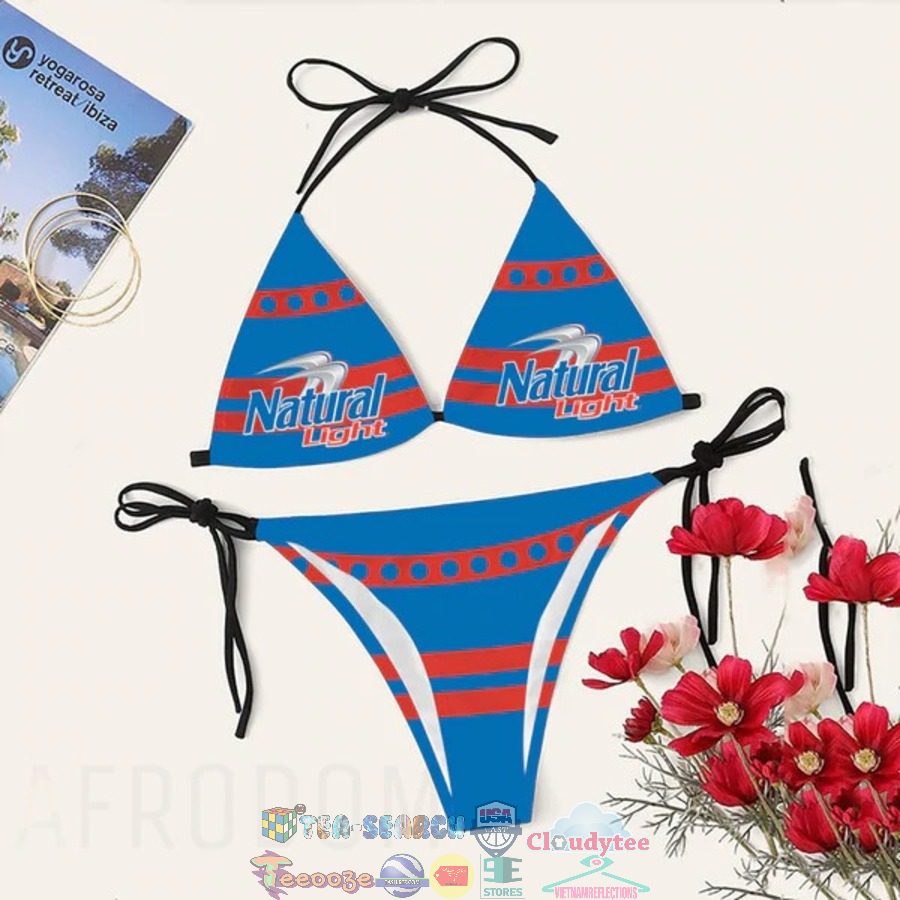 Women's Natural Light Beer Red Stripe Sling Bikini Set Swimsuit Beach Jumpsuit