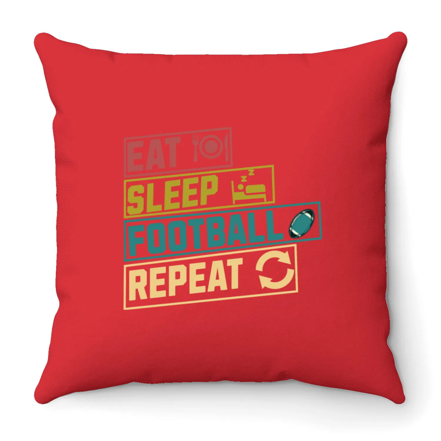 Eat sleep football repeat hobby Throw Pillows