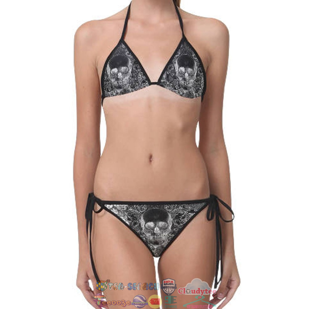 Women's Shabby Chic Skull Two Piece Sling Bikini Swimsuit
