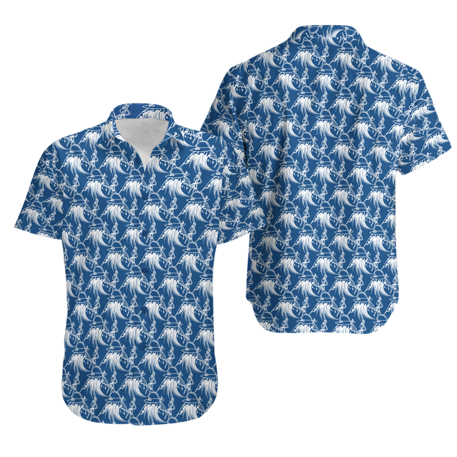 Grateful Dead Surfing Skeleton Blue And White 2024 Trendy Hawaiian Shirt