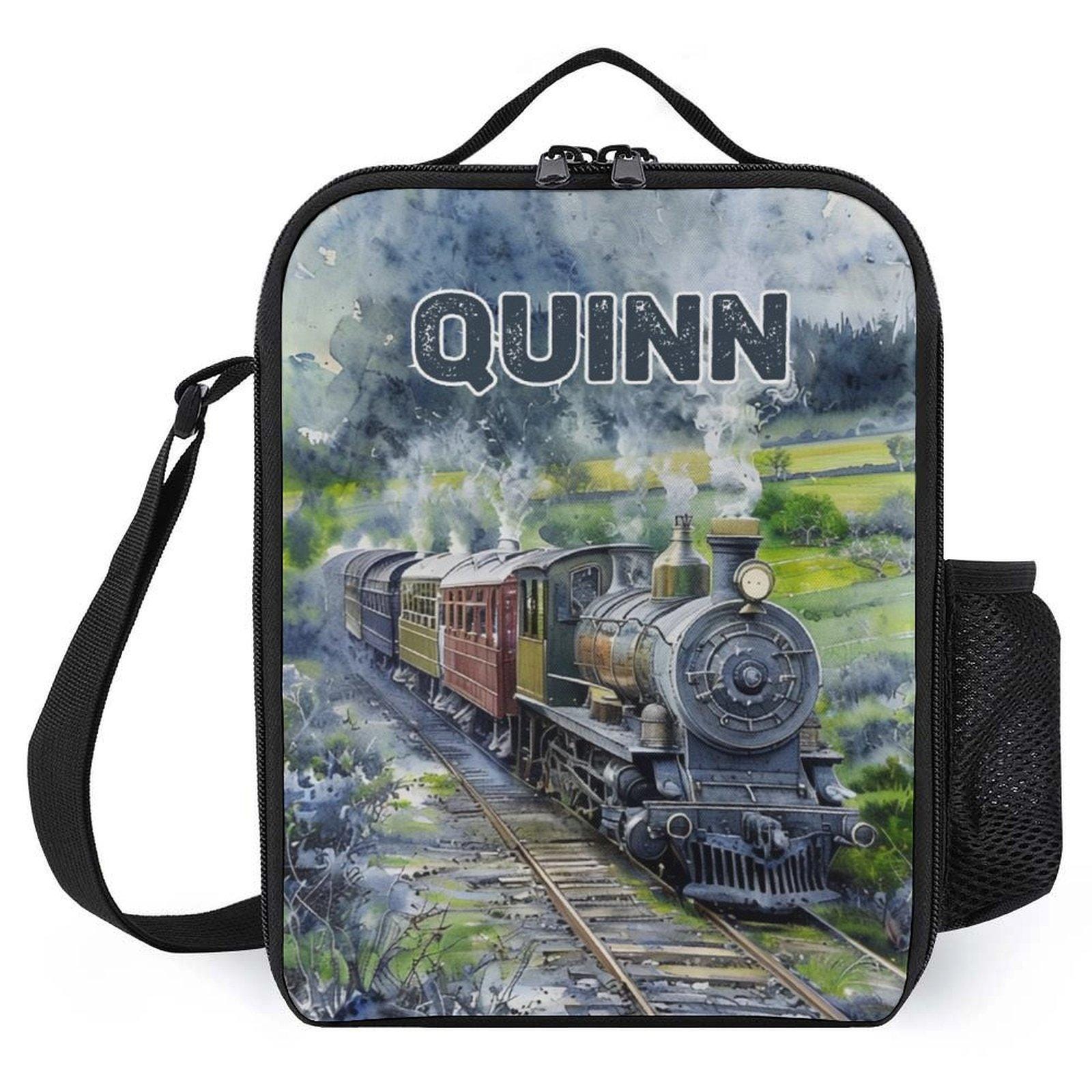 Personalized Railroad Train Vintage Style Lunch Bag for School Camp Boys & Girls