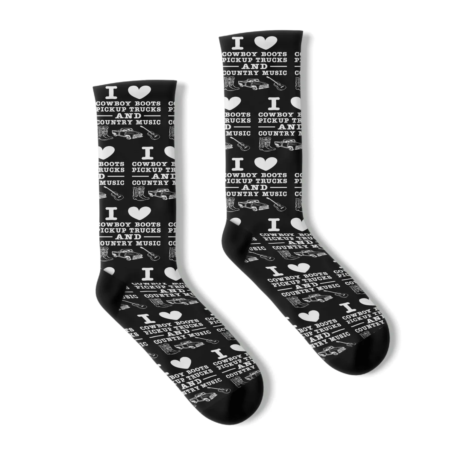 Cowboy boots, pickup trucks, country music Socks