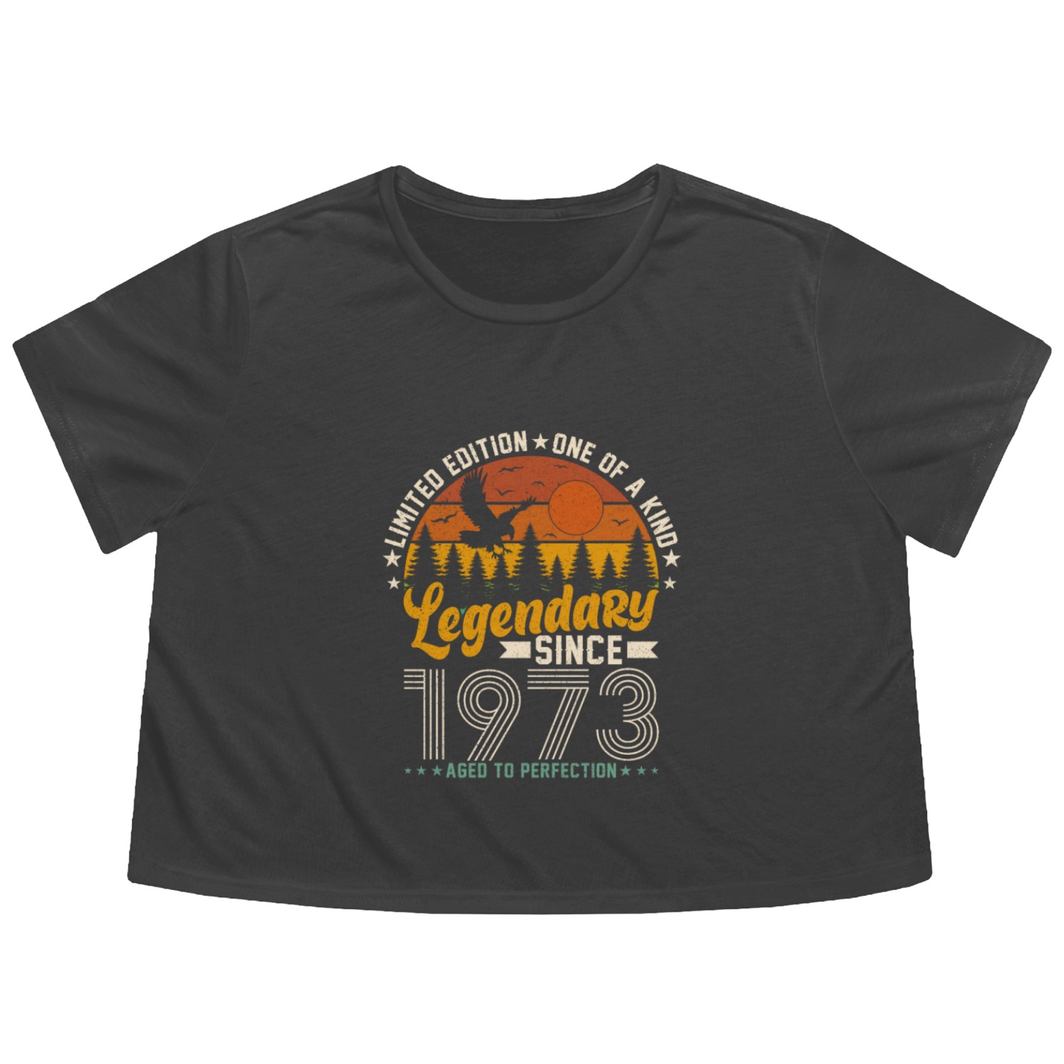 1973 Vintage Birthday Flowy Cropped Tees