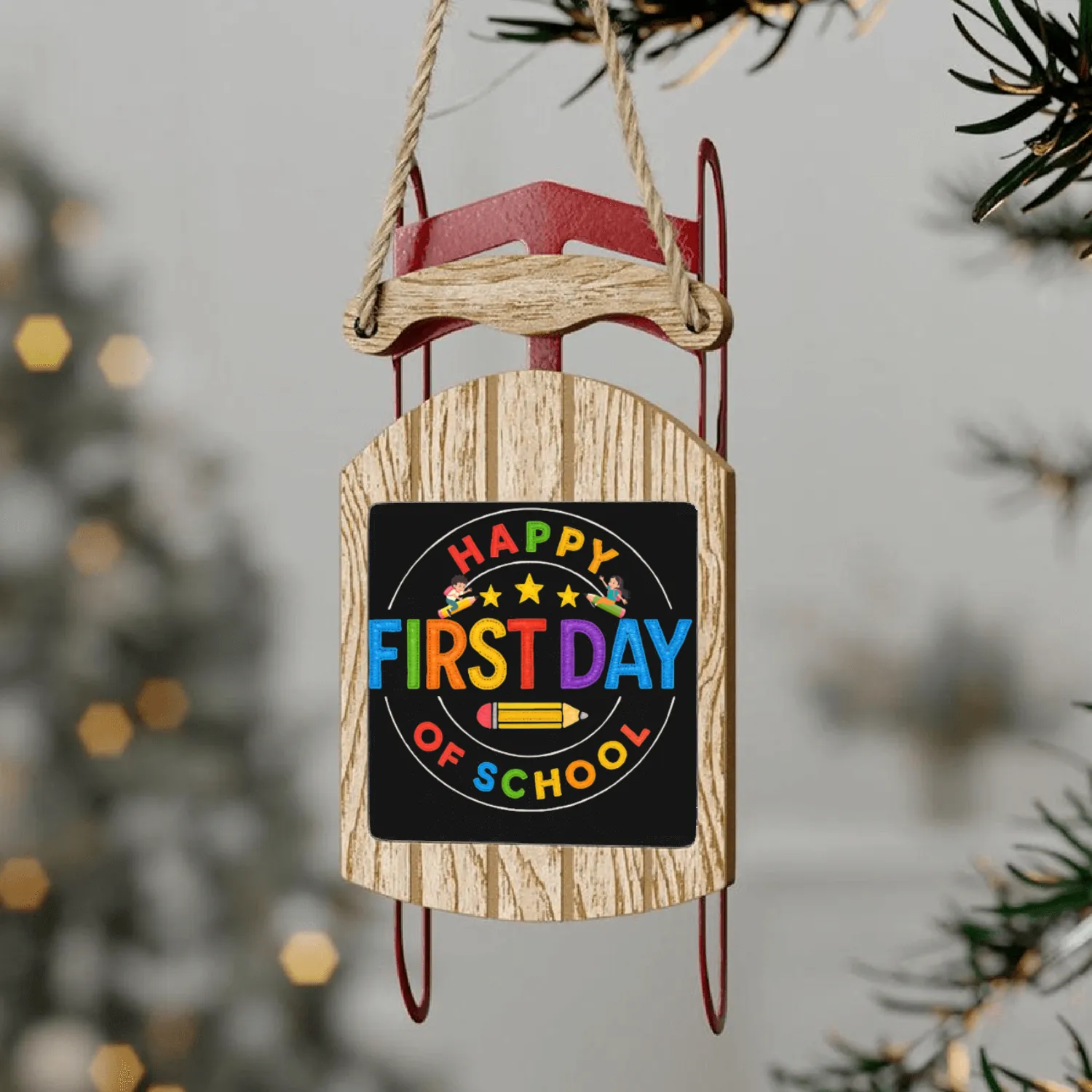 Happy First Day of School Sled Ornaments for All Ages
