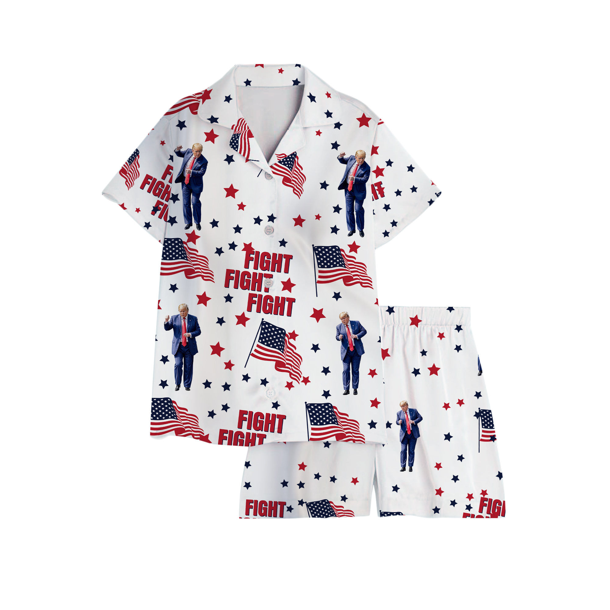 Trump Fight America 2024 Pajama Set Sleepwear Cozy & Soft Christmas Gift For Her