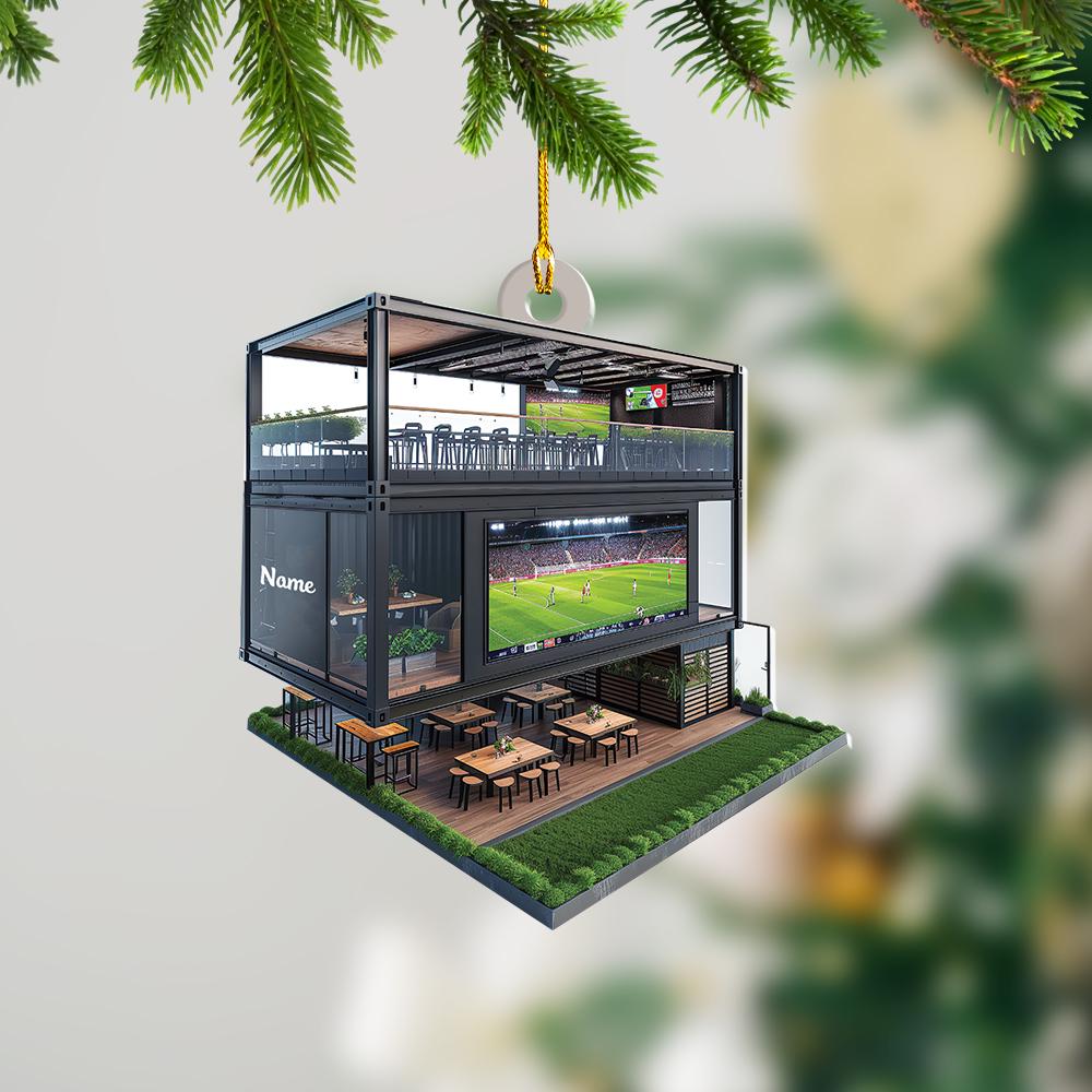 Soccer Ornament, Football Ornament, Fan Zone Soccer Bar Ornament, 2D Flat Sport Bar Christmas Ornament, Gift for Sport Lovers