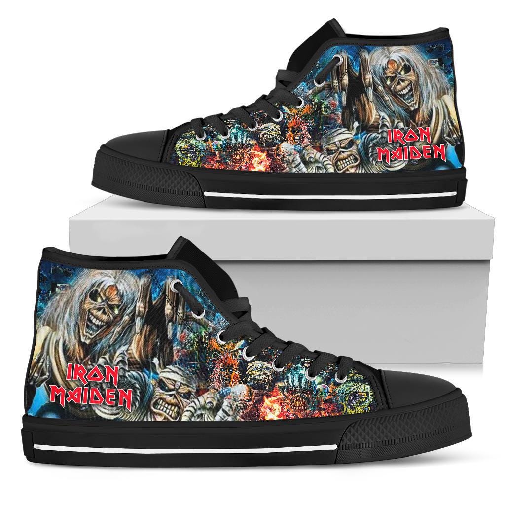 Handmade Iron Maiden Eddie Custom High Top Sneakers, Heavy Metal Band Shoes