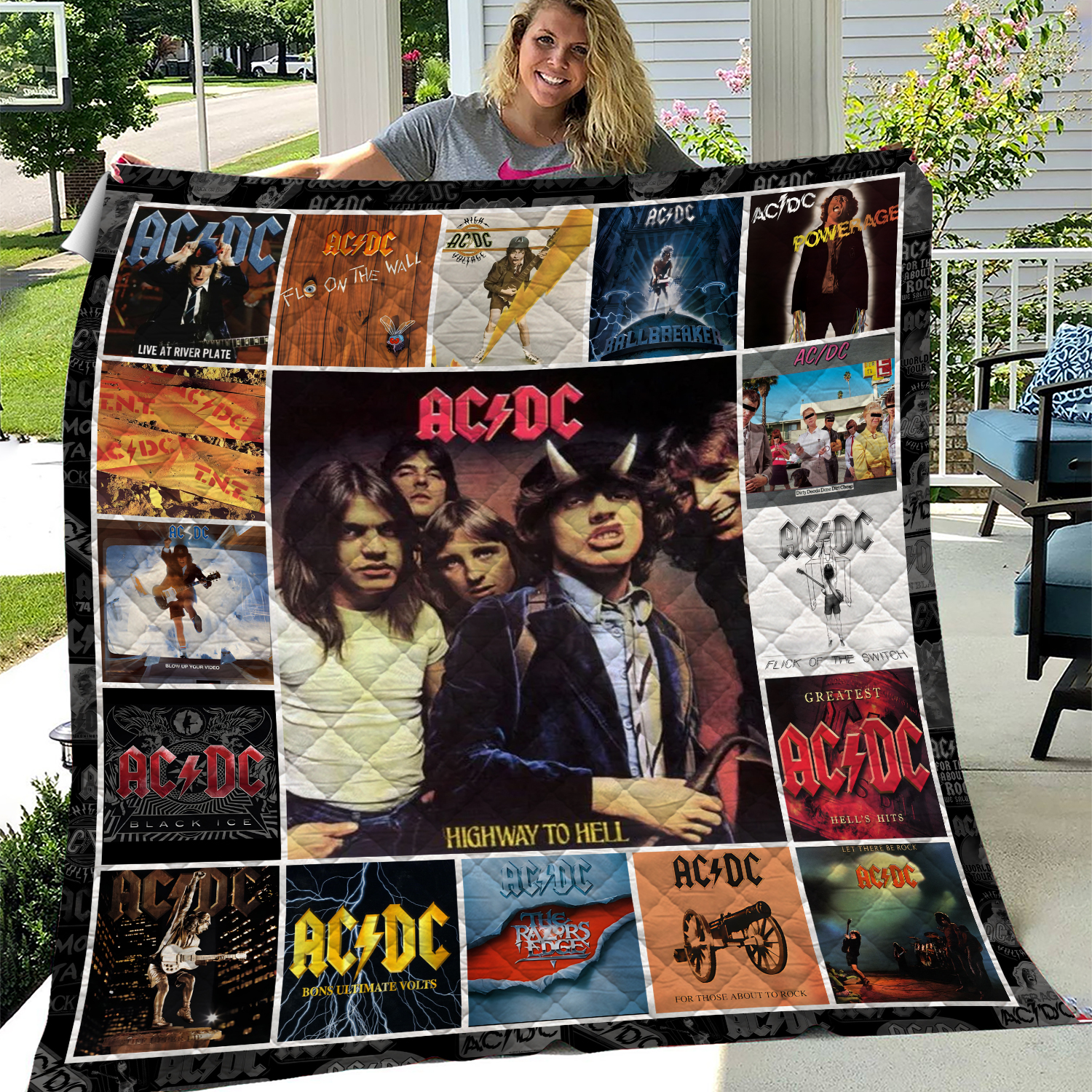 Personalized AC.DC Band Quilt Blanket Gift for Fan