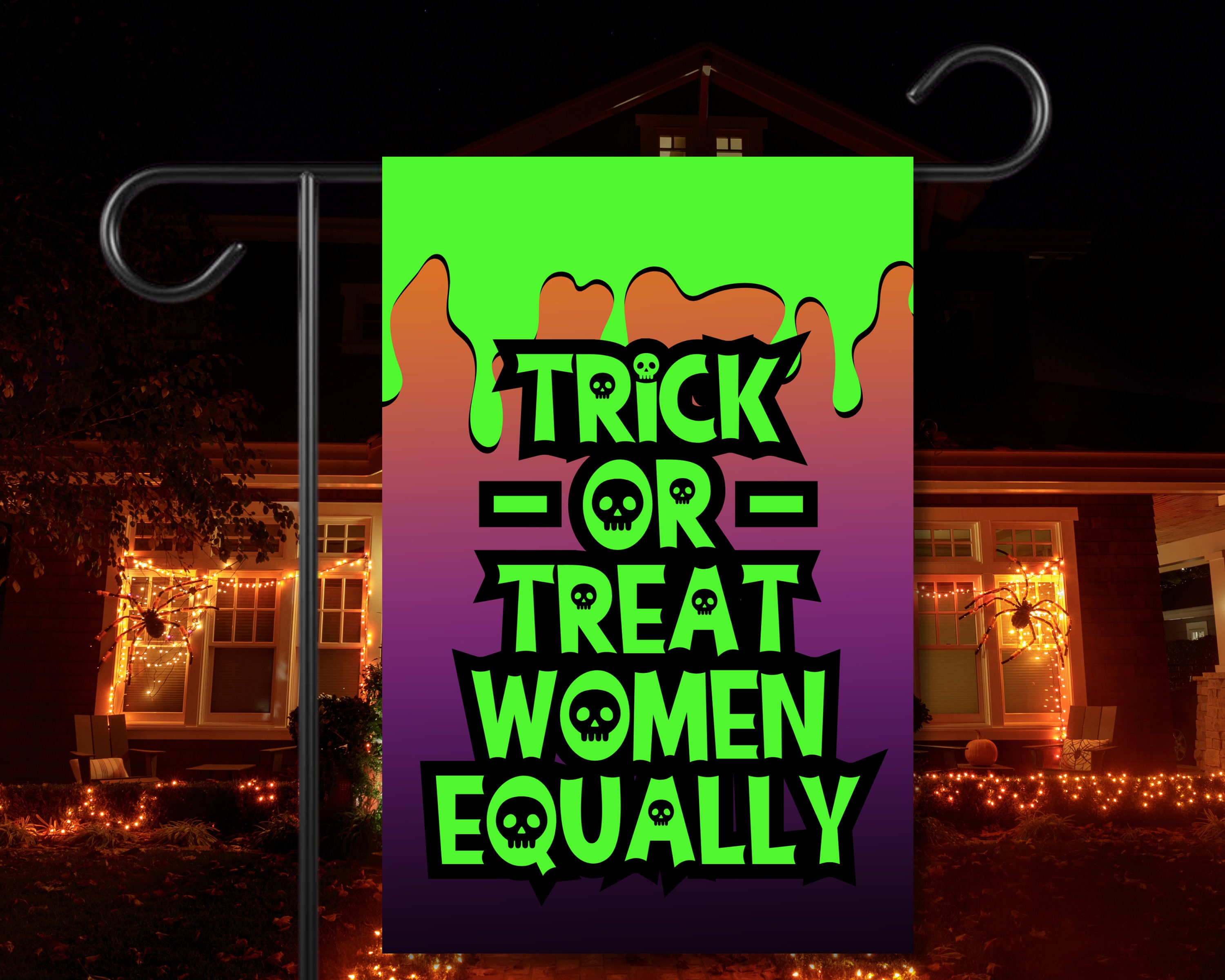 Feminist Halloween Yard Flag Women Equality Holiday Outdoor Decor Seasonal