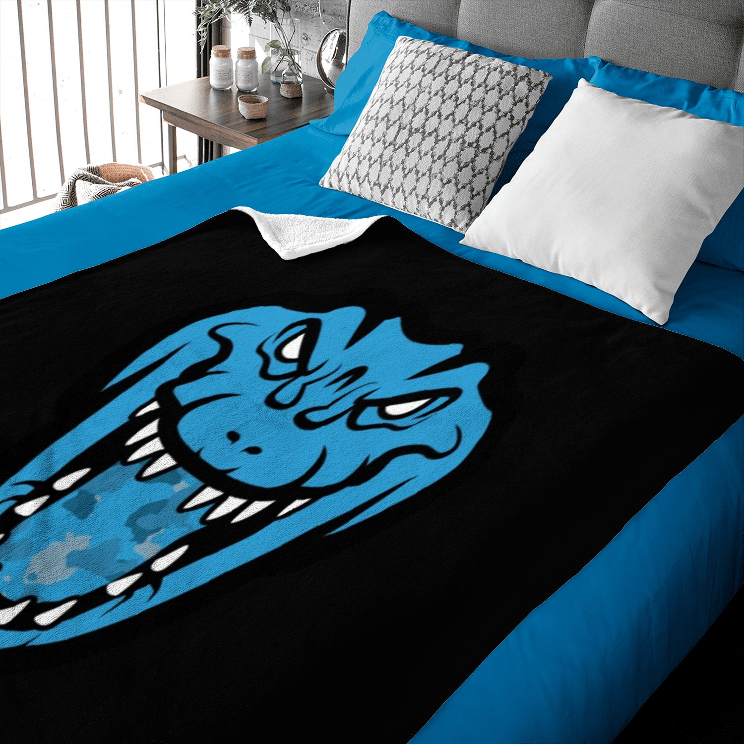 Dragon Face Military Blue Baby Blankets