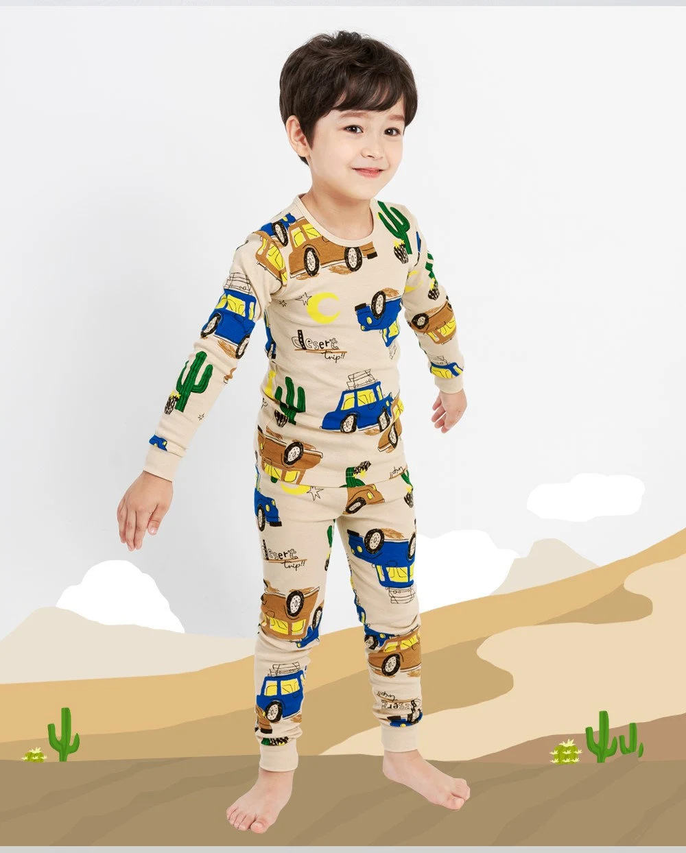 Boys car Pajamas, kids pajama set, Pajama set for boys and girls, desert truck pajamas, Korean pajamas