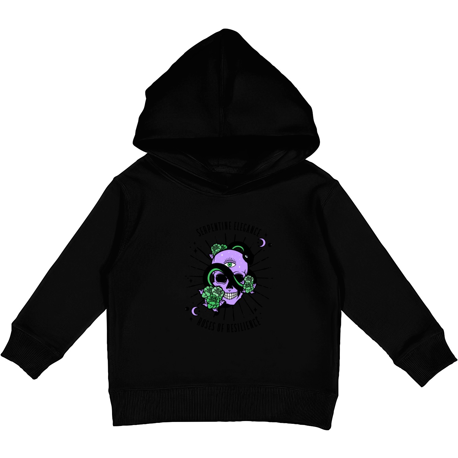 Serpentine Elegance, Roses of Resilience Kids Pullover Hoodies