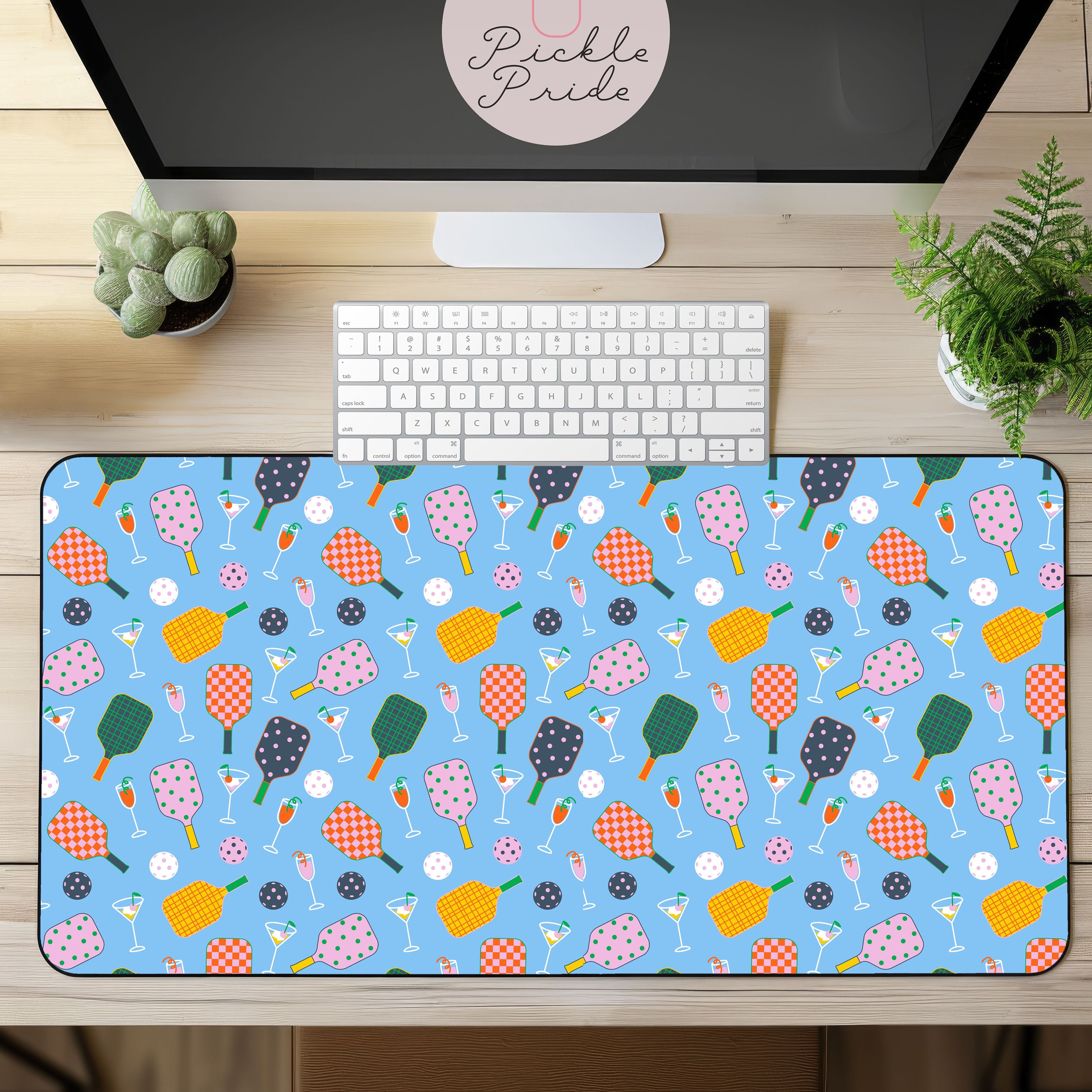 Pickleball Desk Mat, Dinks and Drinks Pickleball Desk Mat, Pickleball Desk Decor