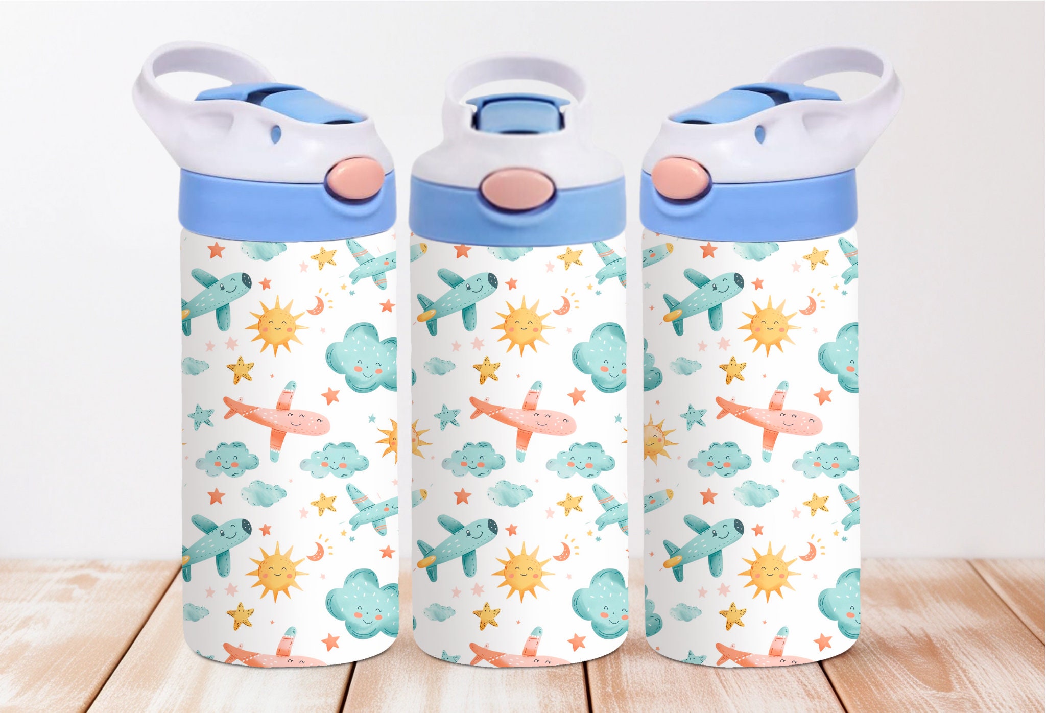 Plains and Clouds 12oz Kids Flip Top Sippy Cup Tumbler, 12oz Straight Tumbler