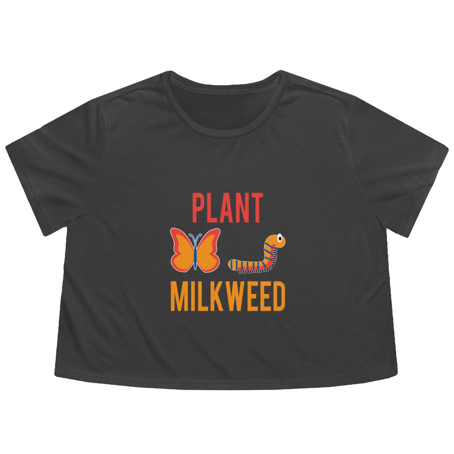 Women's Monarch Butterfly Plant Milkweed Caterpill Flowy Cropped Tees