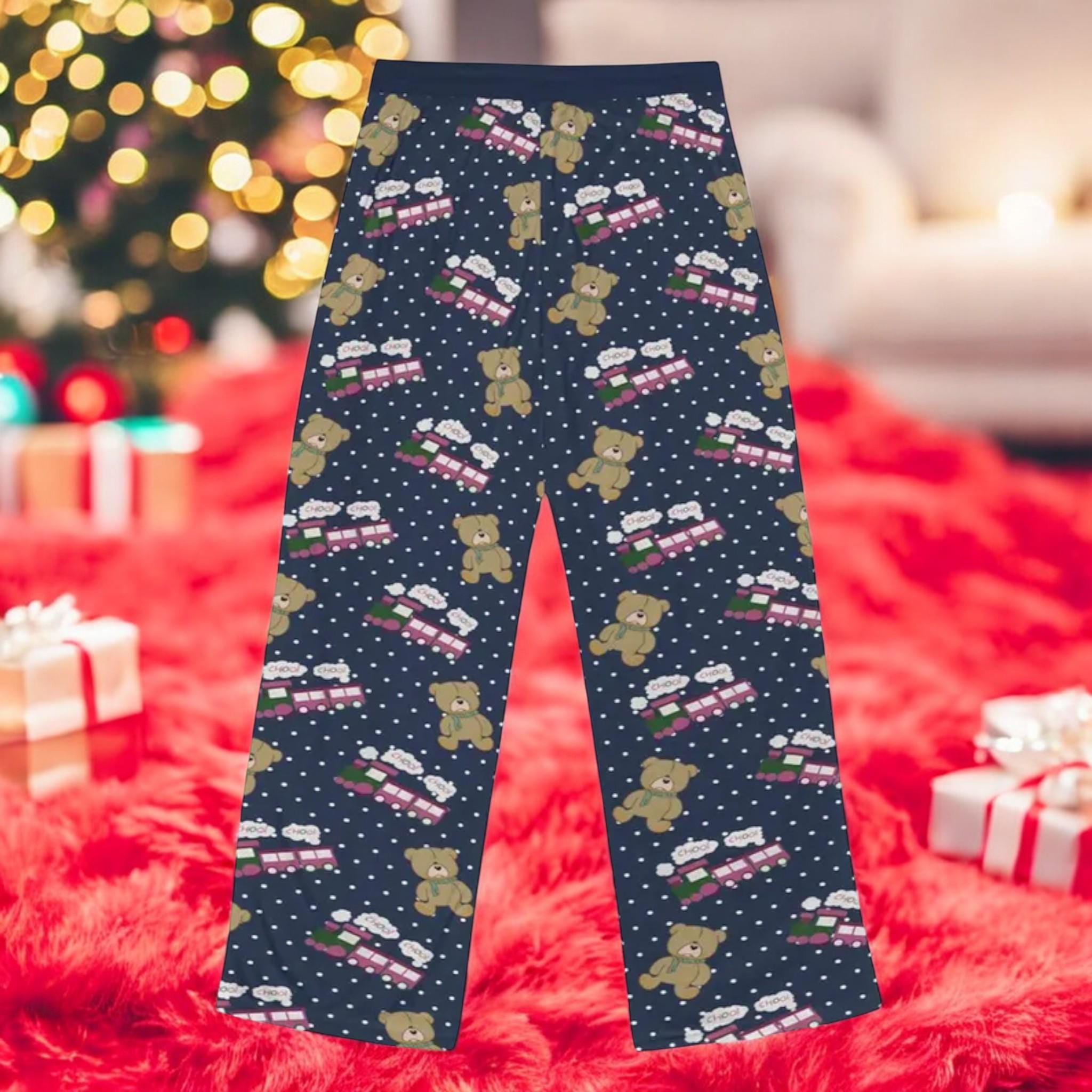 Women's Teddy Bear Holiday Pajama Pants for Winter Lounge