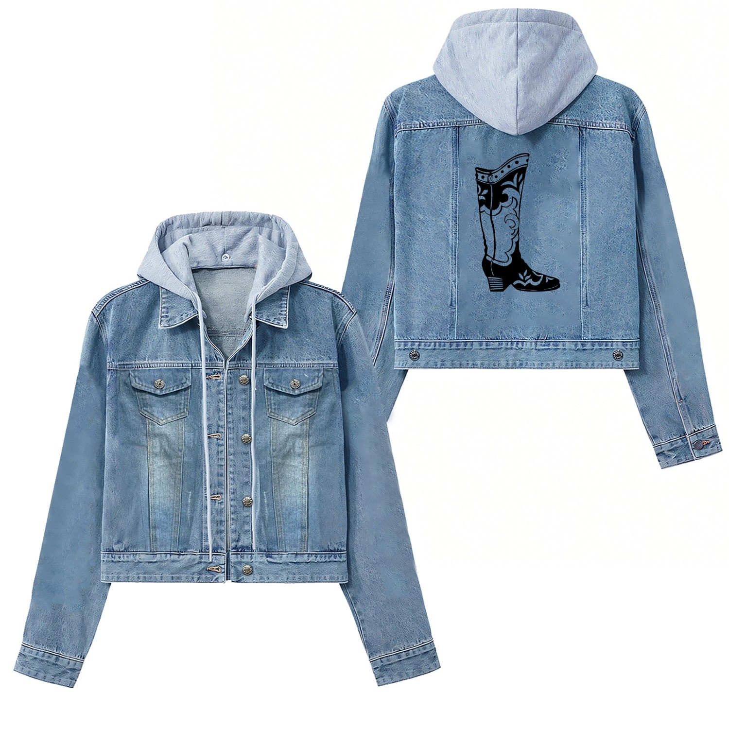 Boot, cowgirl, cowboy, boots Women's Denim Jackets