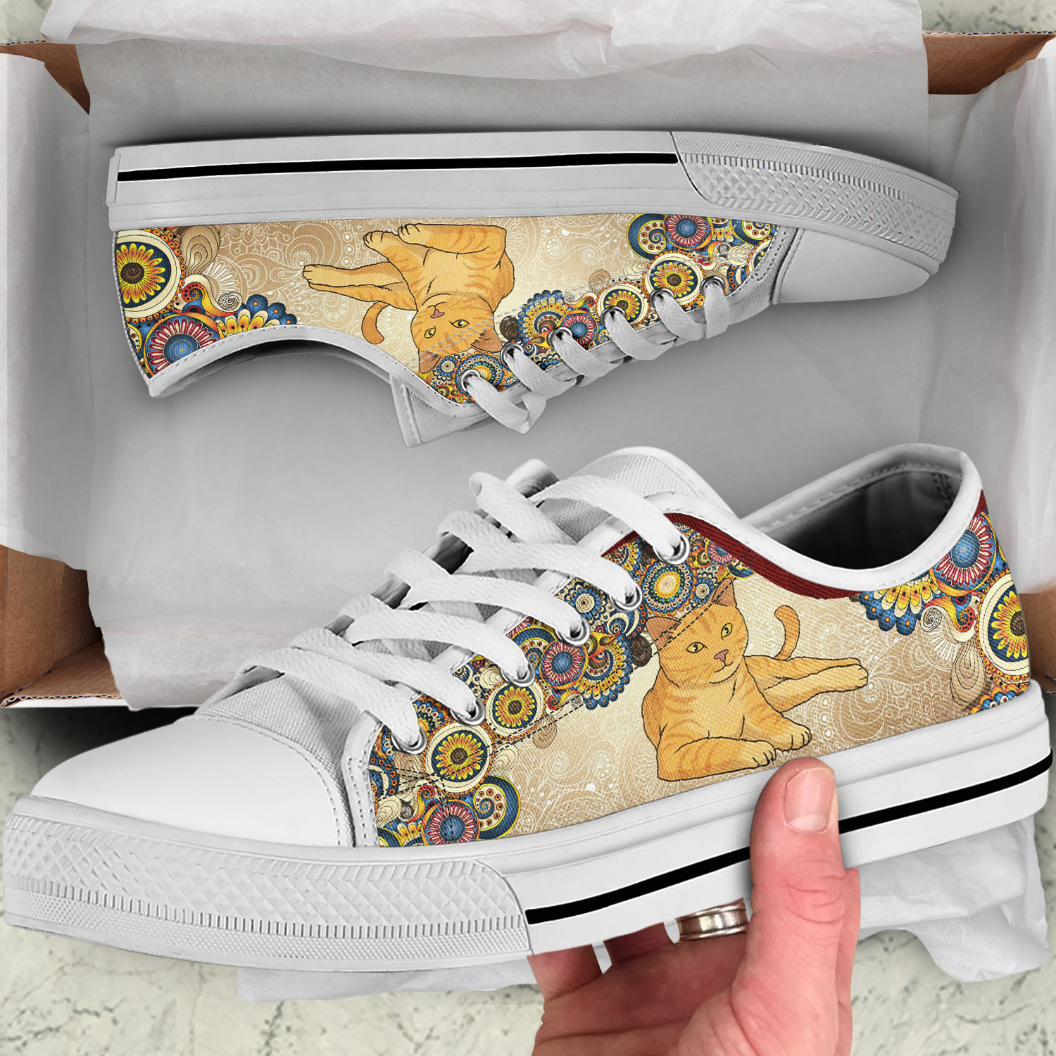 Cat Women Low Top Shoe Style" Perfect for Cat LOvers Sneakers.