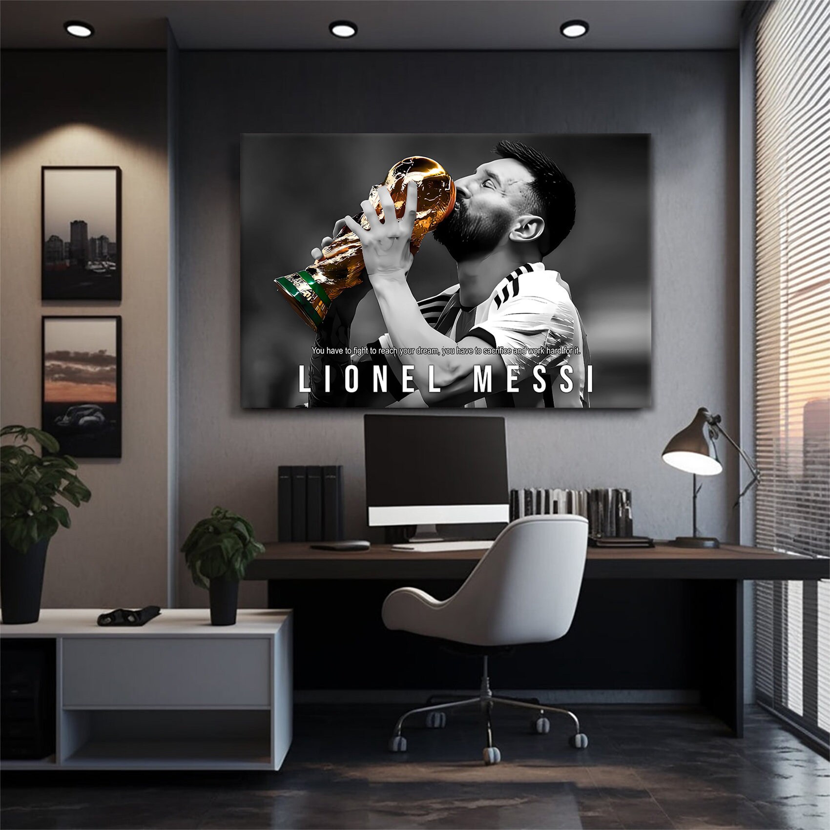 Lionel Messi Canvas Art, Motivational Football Legend Gift
