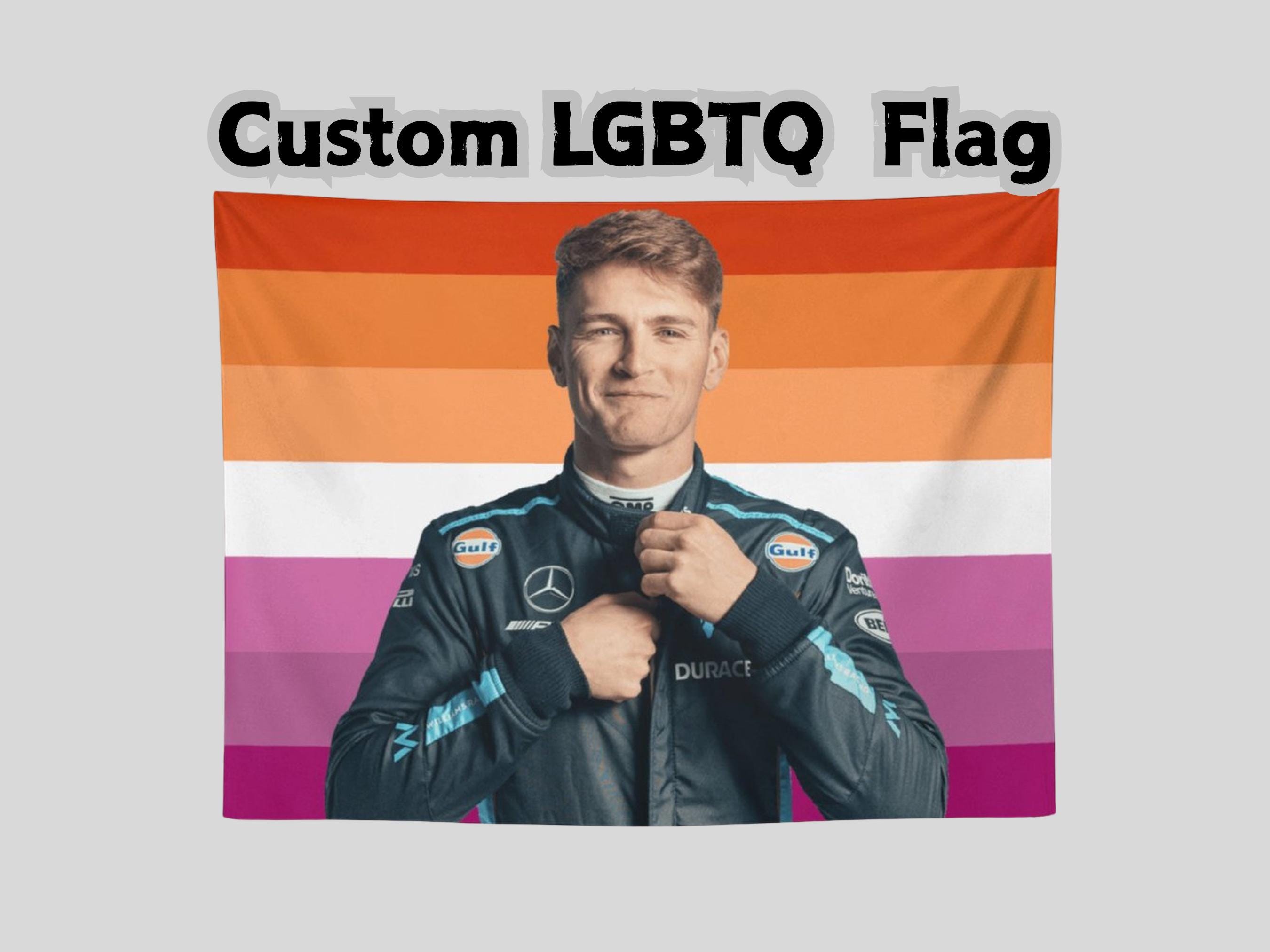 Customized Lesbian Flag Tapestry Add Your Photo & Text | Lesbian Couple Gift | Pride Wall Hanging | Lesbian Home Decor | Sunset Flag Art
