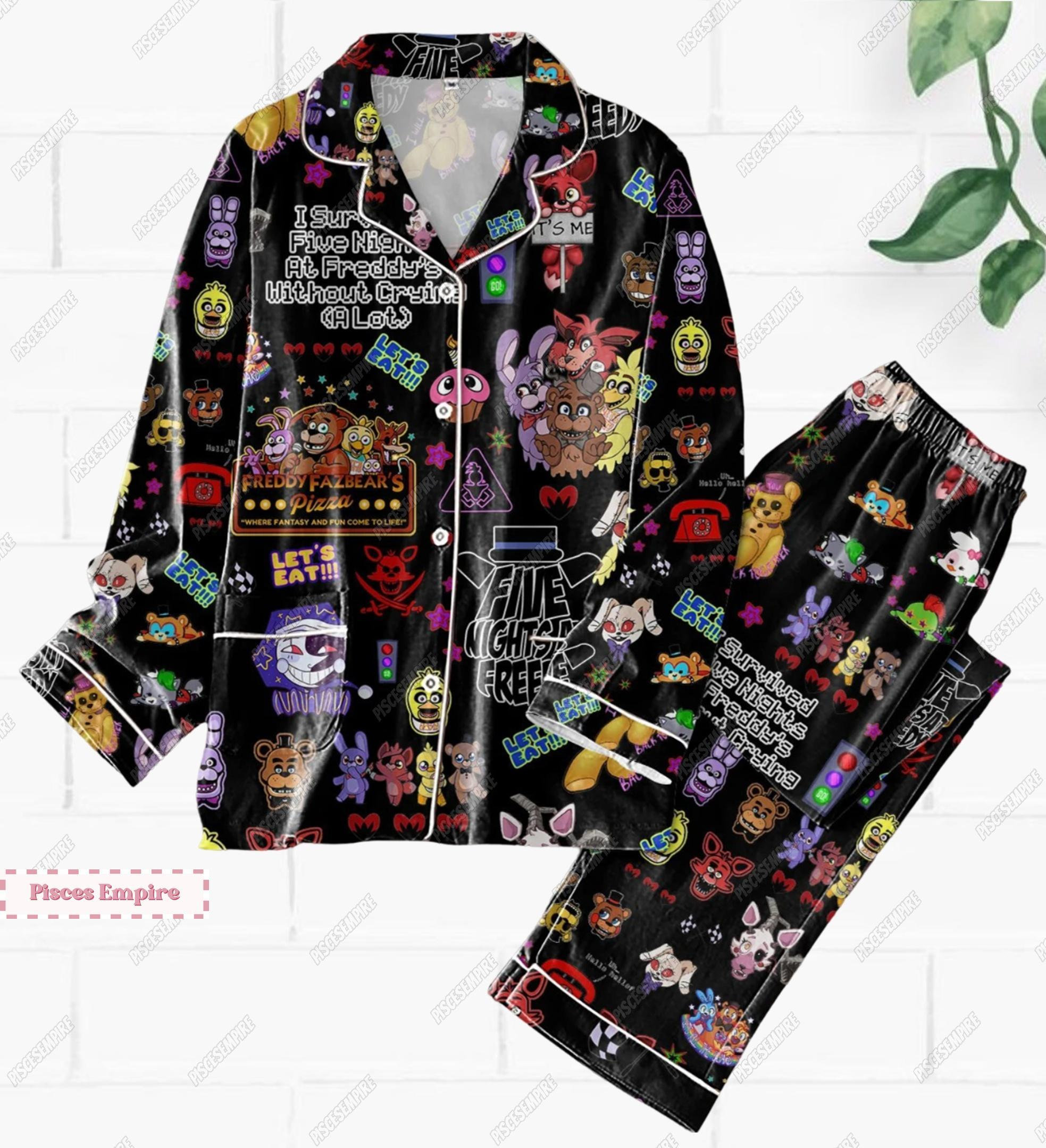 Hallowee Five Nights At Freddy Pajamas, Freddy Bear Shirt, Video Game Pajamas, Horror Movie Shirt , Freddy Fazbear Pajamas Family