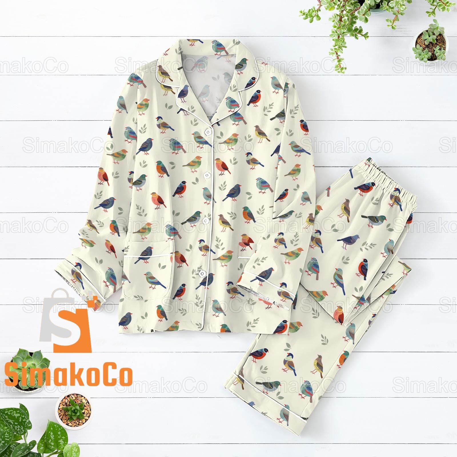Bird Pajamas Set, Bird Pajamas, Bird Lover Gift, Funny Bird Cartoon Movie Pajamas