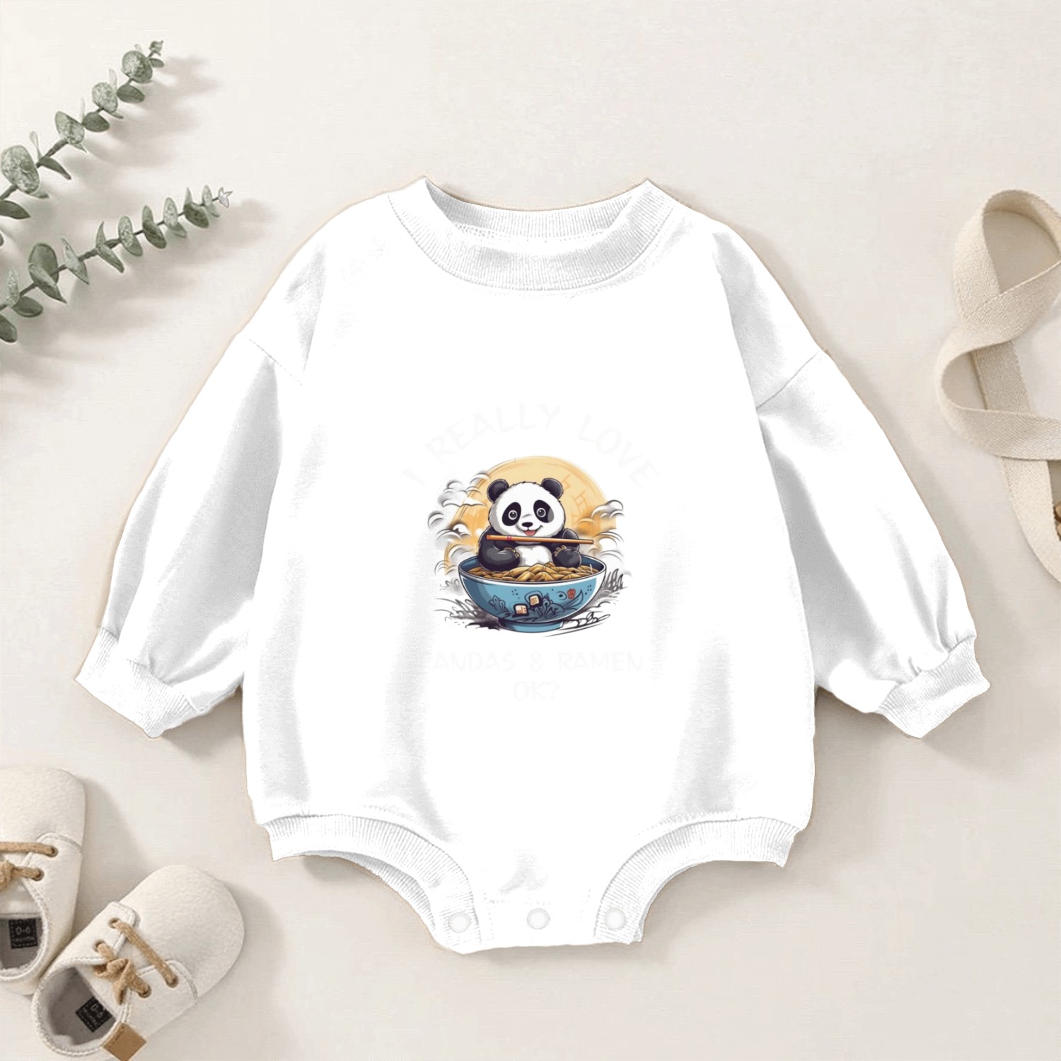Kawaii Anime Panda Otaku Japanese Ramen Noodles Baby Romper Sweatshirts