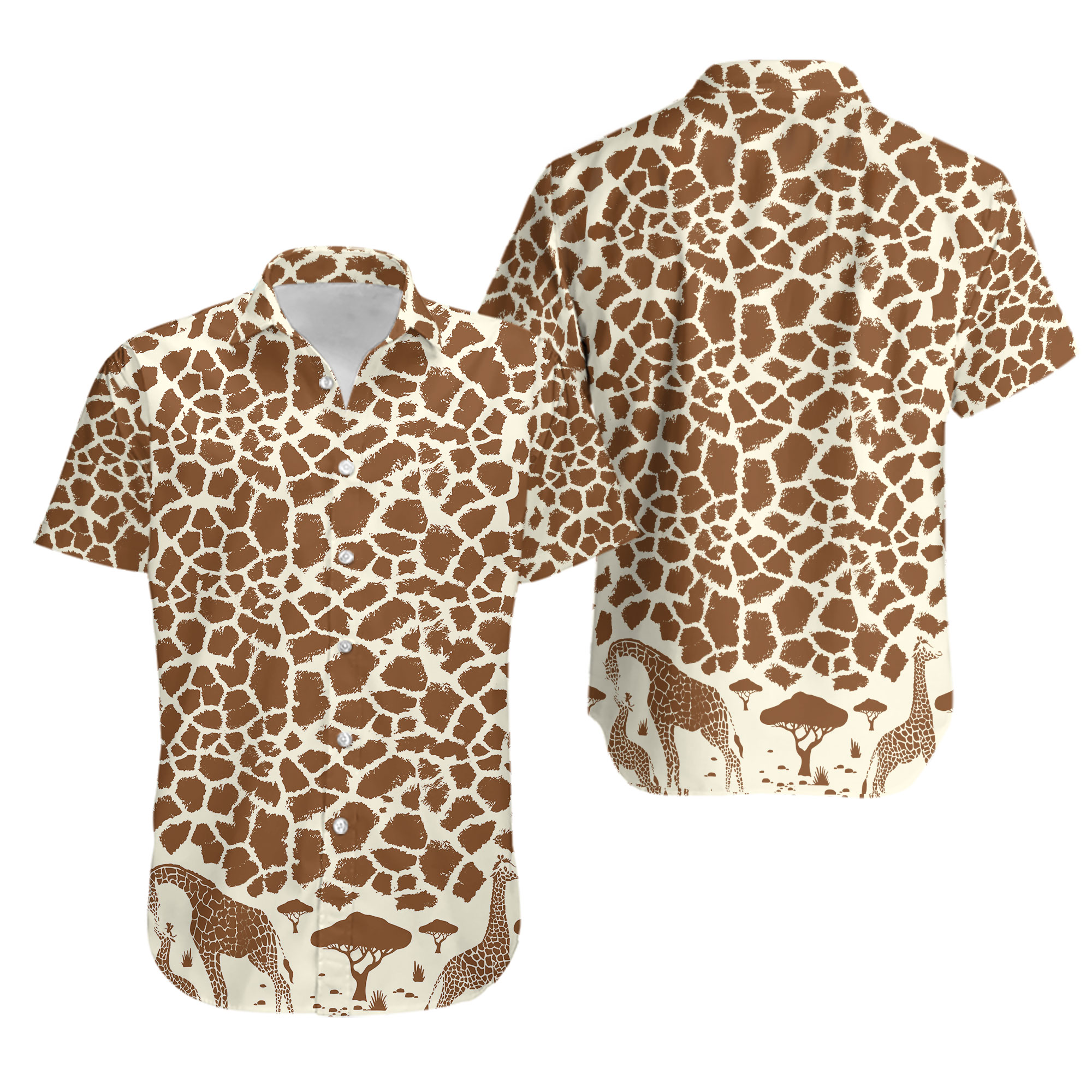 Animal Giraffe Print Hawaiian Shirt, Soft Hawaiian Shirt, Short Sleeve Hawaiian Shirt