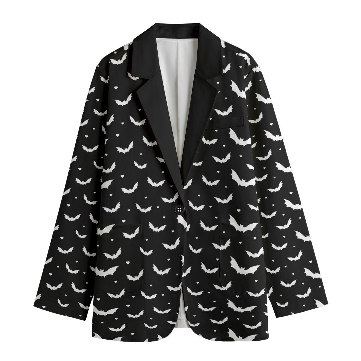 Black & White Bat Blazer Punk Halloween Ladies