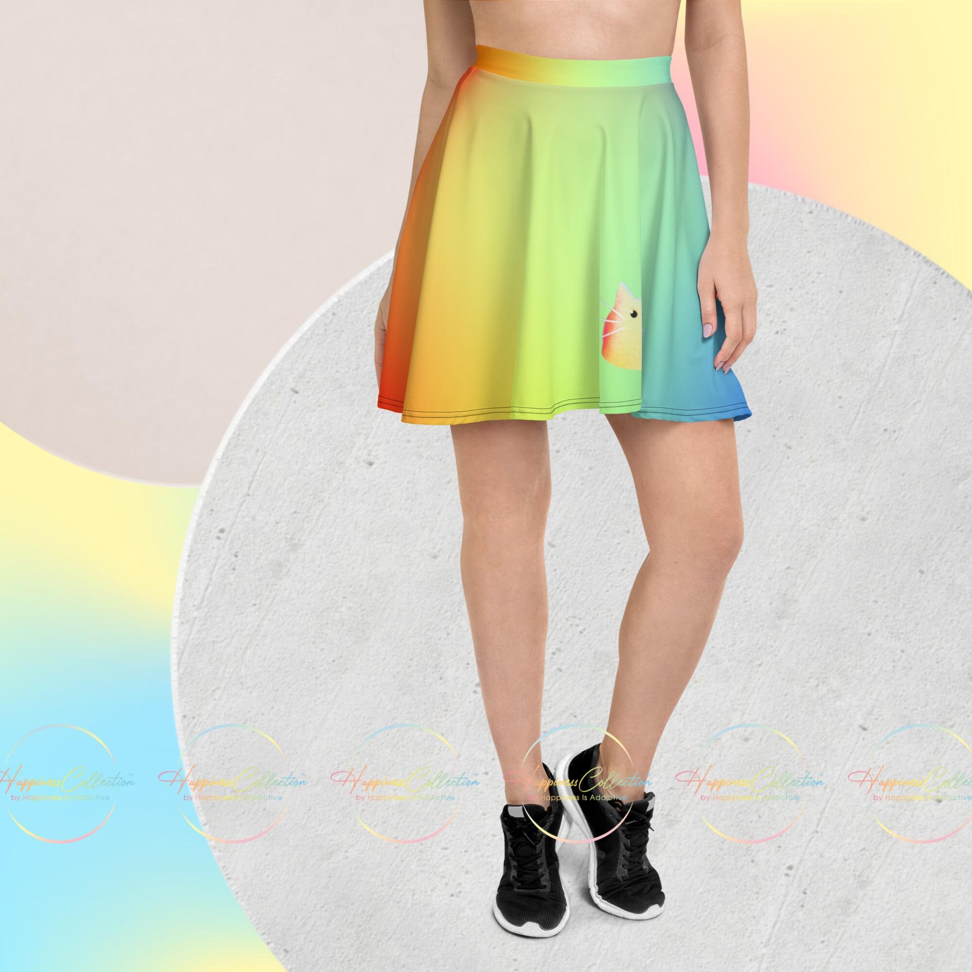 Iridescent Cat Women's Summer Skater Skirt