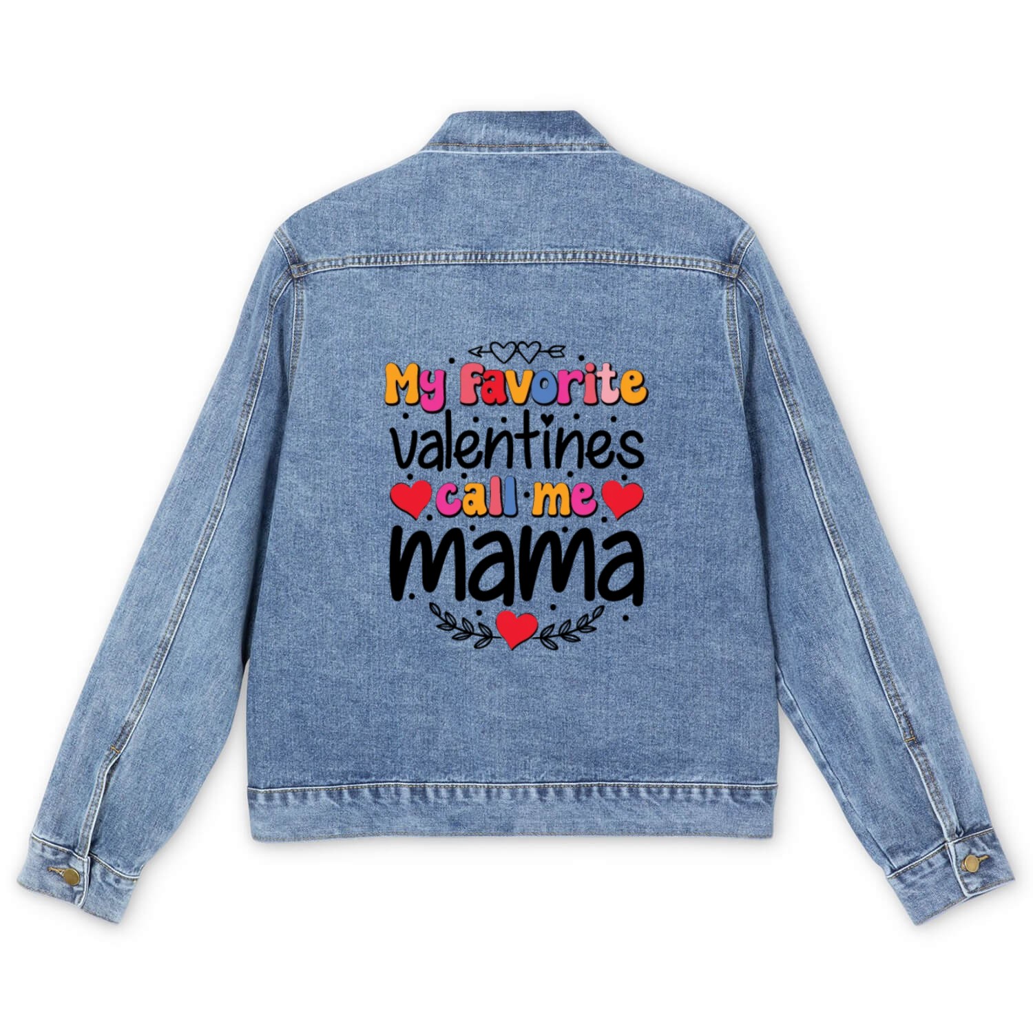 My Favorite Valentines Call Me Mama Men's Denim Jackets