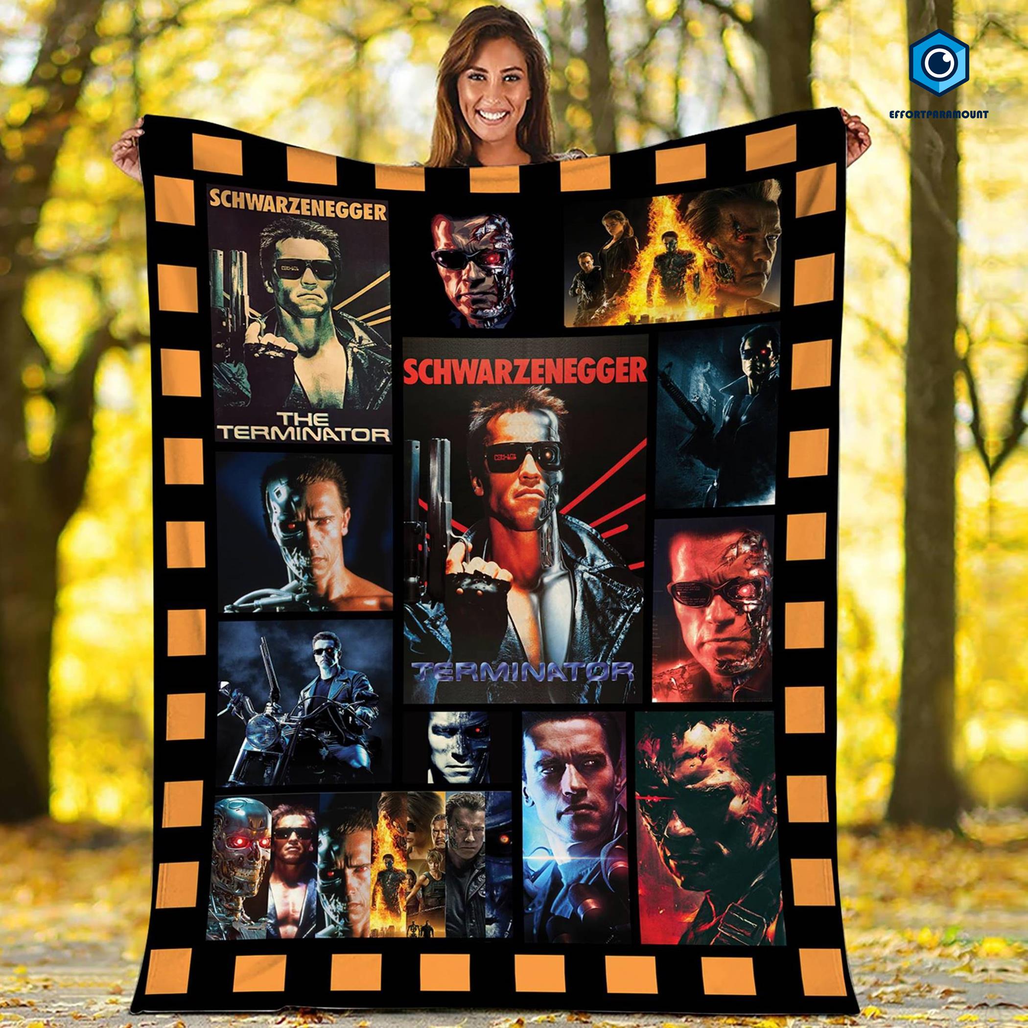 Terminator Movies Blanket | Terminator Blanket Arnold Schwarzenegger Throw Blanket for Bed Couch Sofa Vintage Old Movies Christmas Blanket