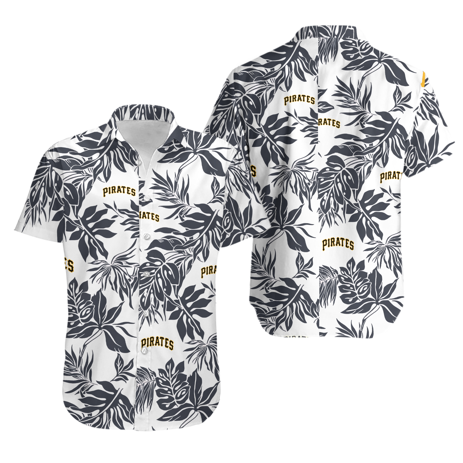 White And Black Leaves Pittsburgh Baseball Team Piratess Pirates Hawaiian Shirt