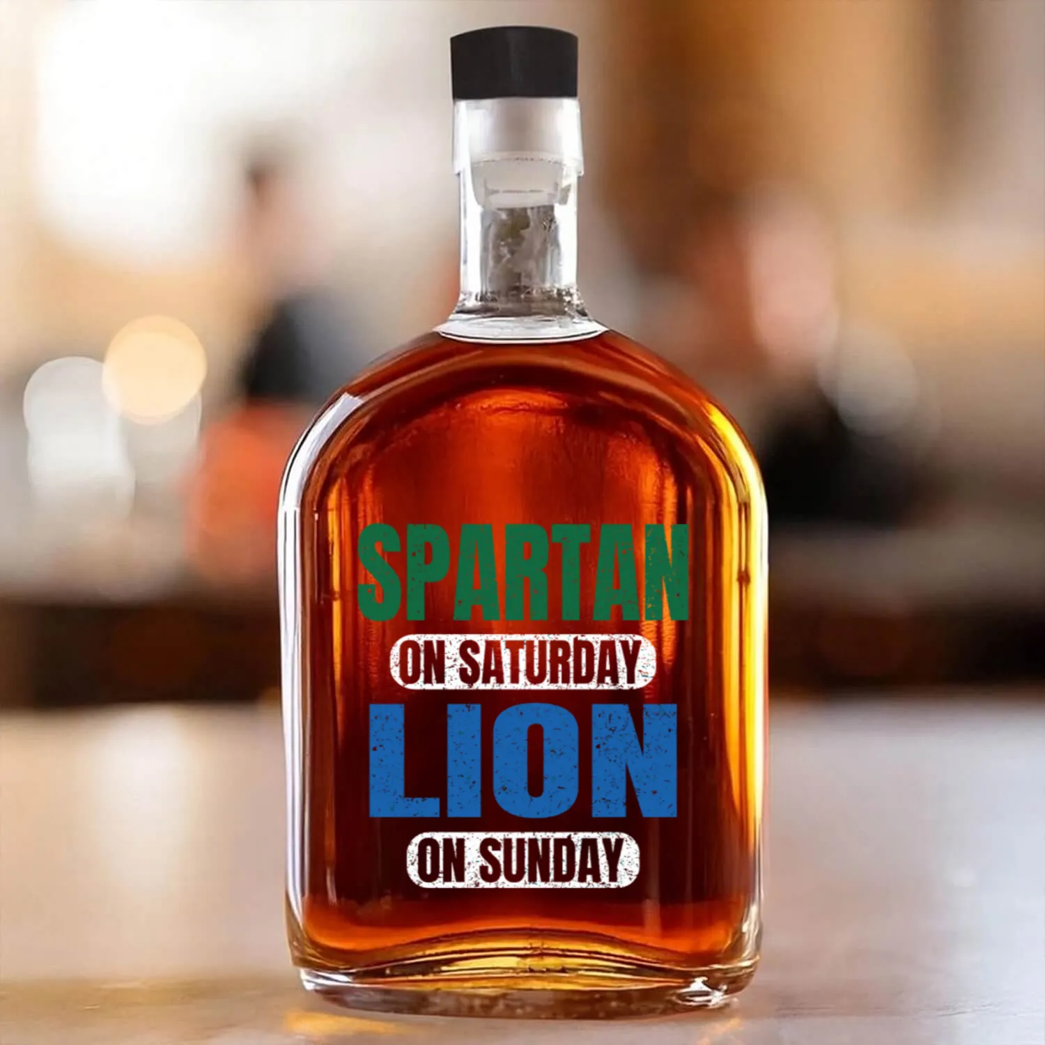 Spartan On Saturday Lion On Sunday Detroit Gift Id Whiskey Bottles