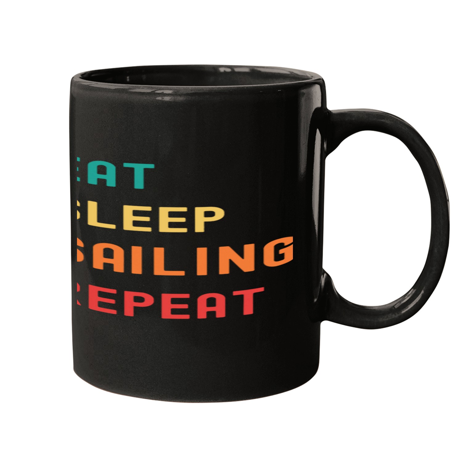 Eat sleep sailing repeat with tick check boxes Mugs