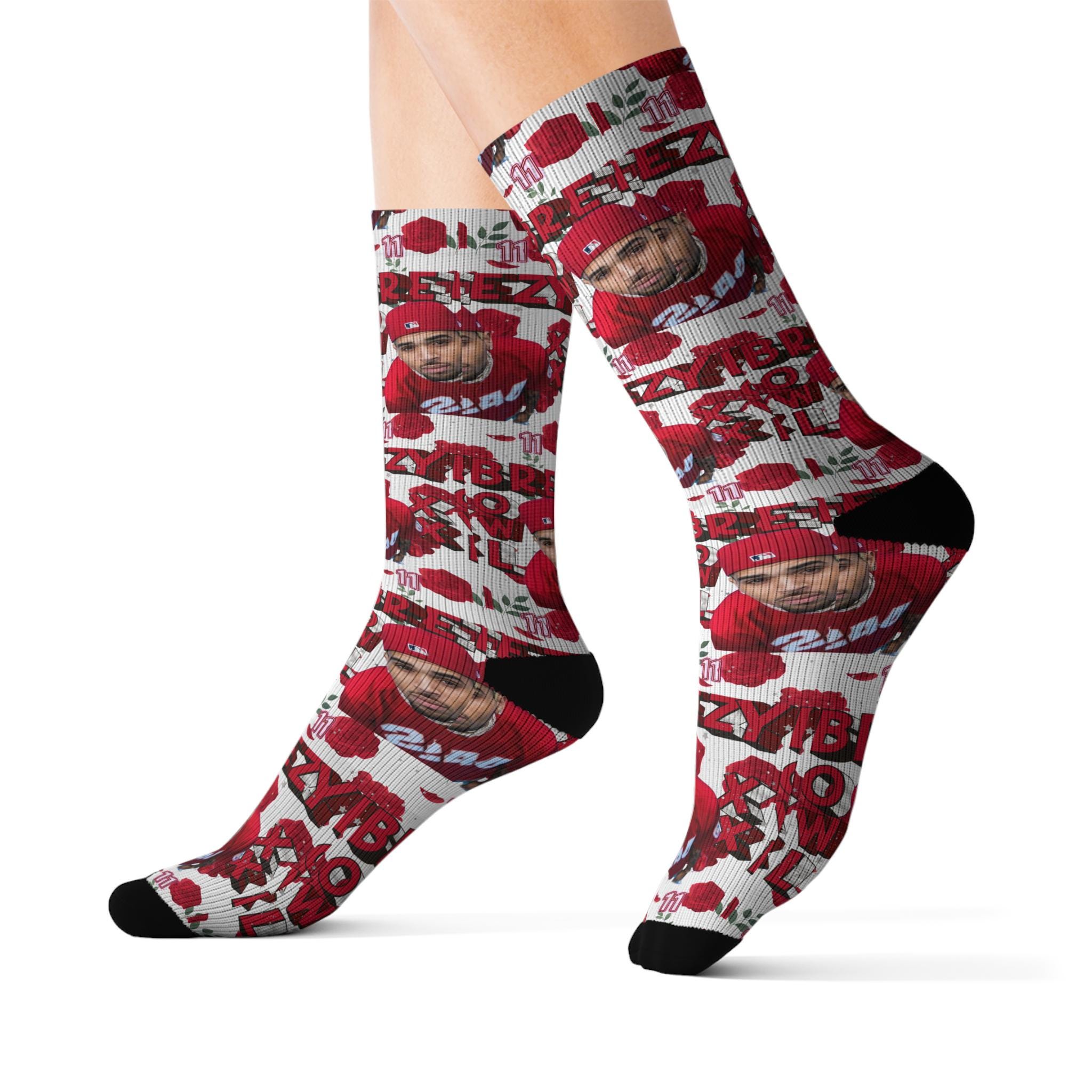 Red Breezy Bowl XX Socks, Unique Gift for Sock Lovers, Fun Accessories for Everyday Wear