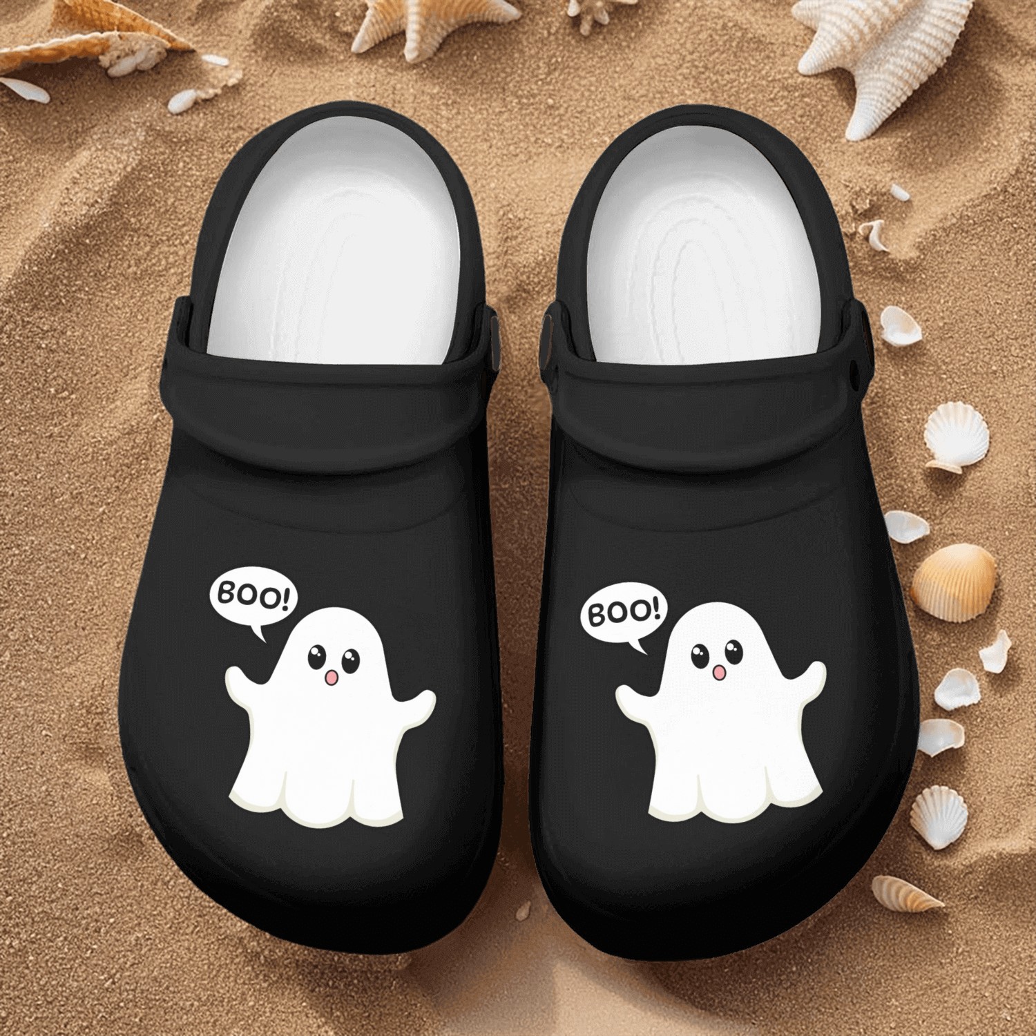 Cute Ghost Boo Happy Halloween Gift for Kids Nurse Clogs