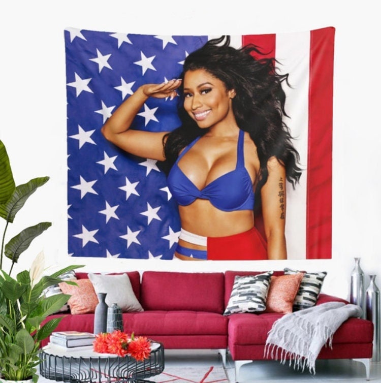 Funny Nicki Minaj Flag Tapestry Banner Wall Hanging Music Singer Tapestry Hippie Aesthetic Tapestries