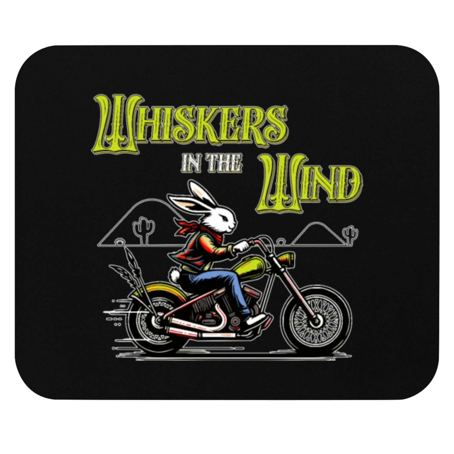 Whiskers in the Wind Western Desert Bunny Biker Mouse Pads