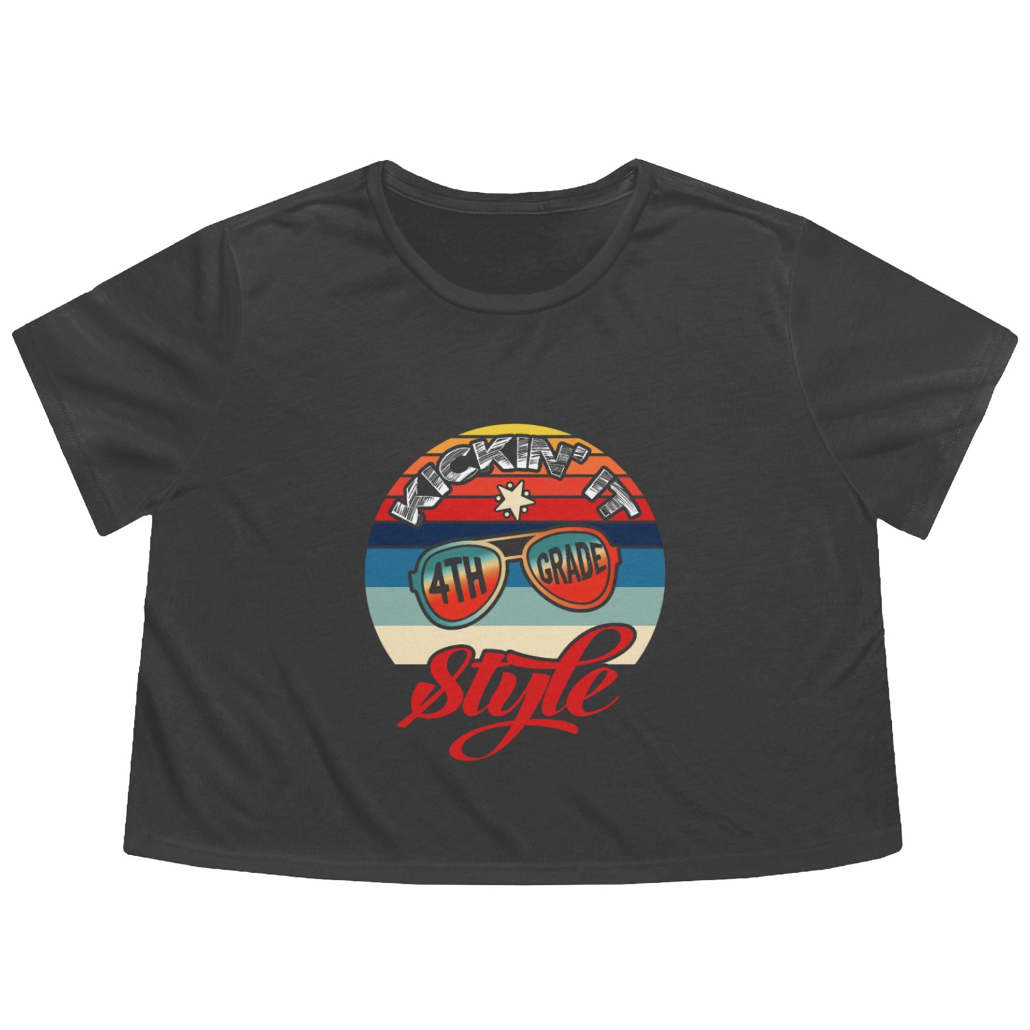 Kicking it 4th grade style Flowy Cropped Tees