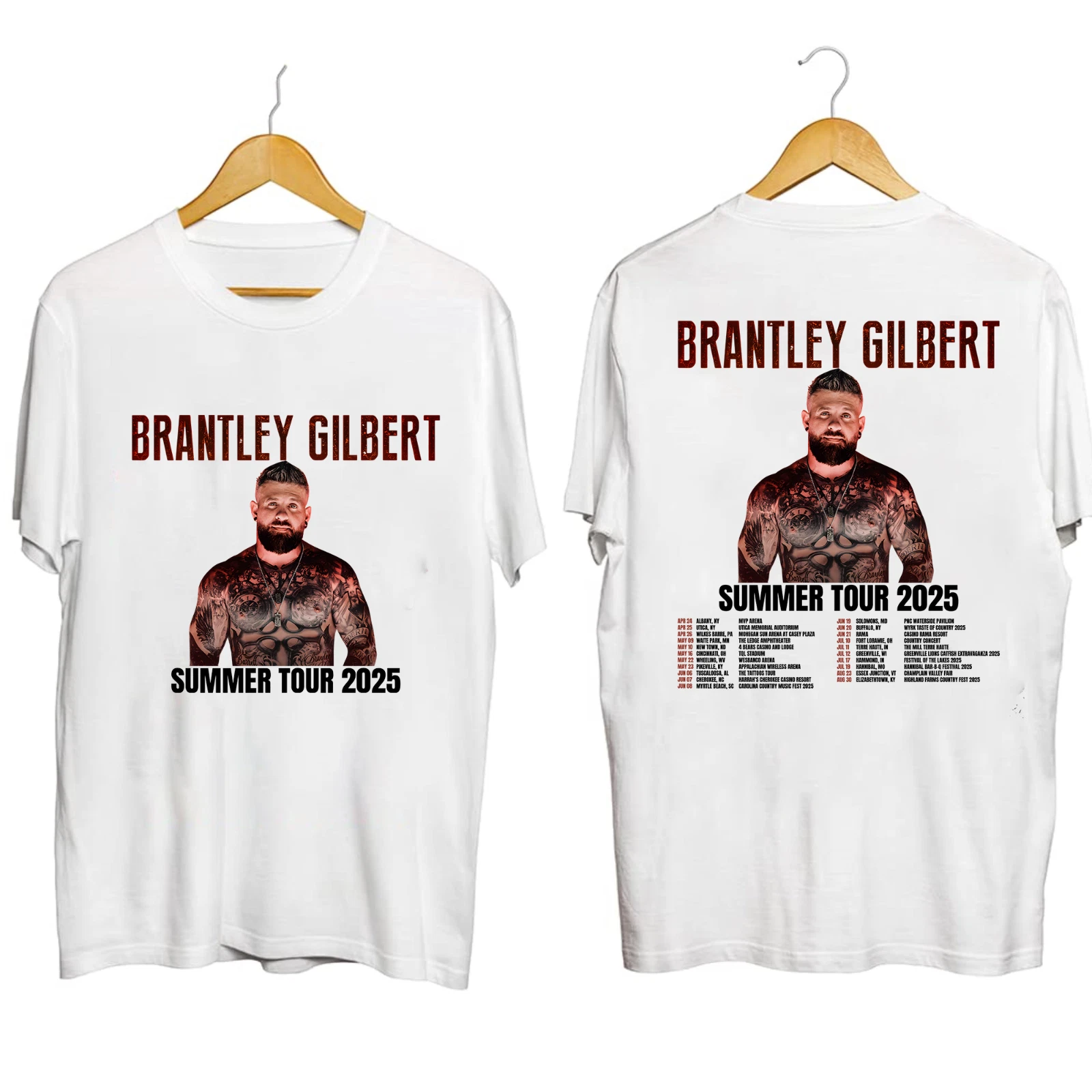 Brantley Gilbert Summer Tour 2025 Shirt White Color FAn Gift