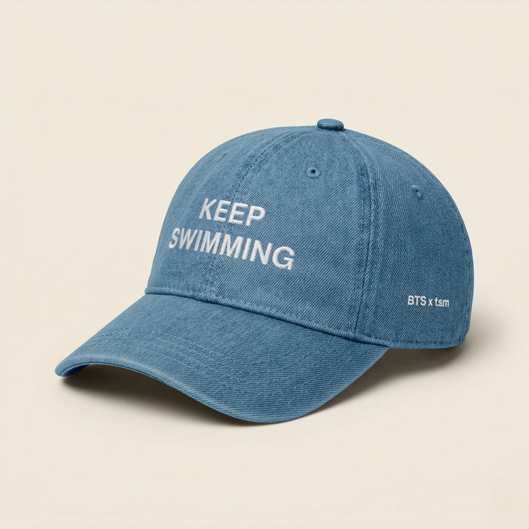 Keep Swimming Embroidered Denim Cap | BTS Arirang Tour Merch | Minimalist Kpop Hat | Swim Inspired | Subtle Fandom Apparel | Fan Gift