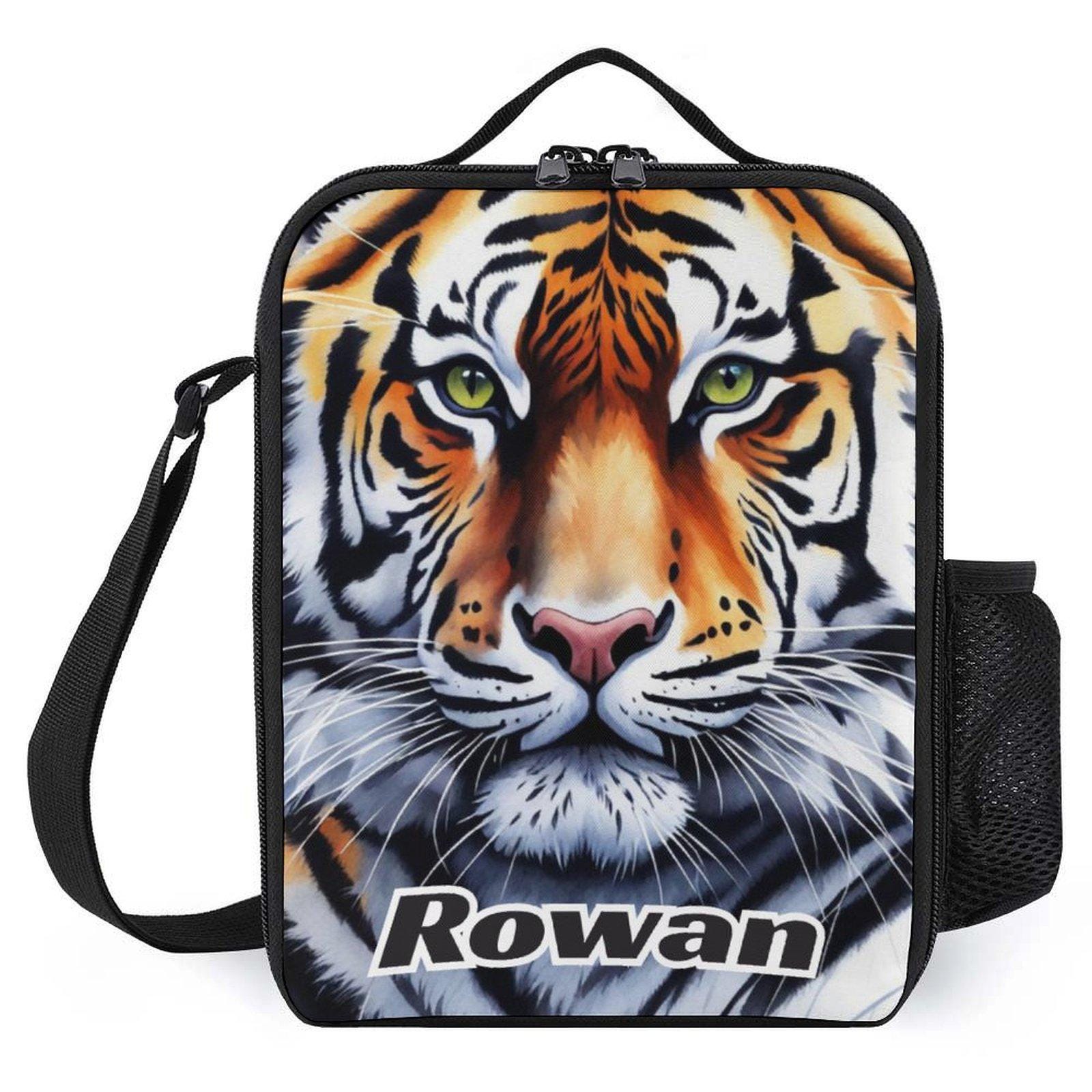 Personalized Tiger Animal Face Up Close Lunch Bag for School Camp Boys & Girls