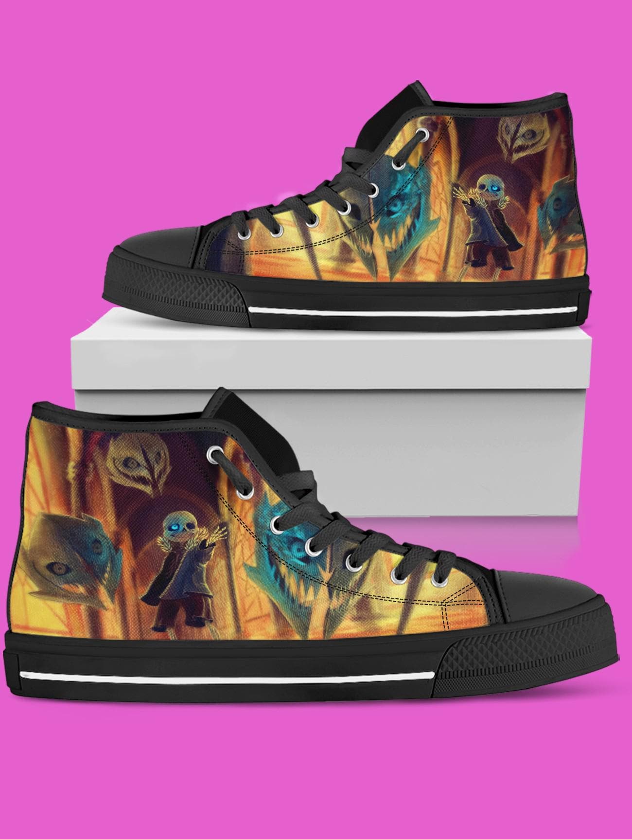 Undertale Deltarune High-Top Shoes: Sans Unisex Inspired Sneakers for Women, Men