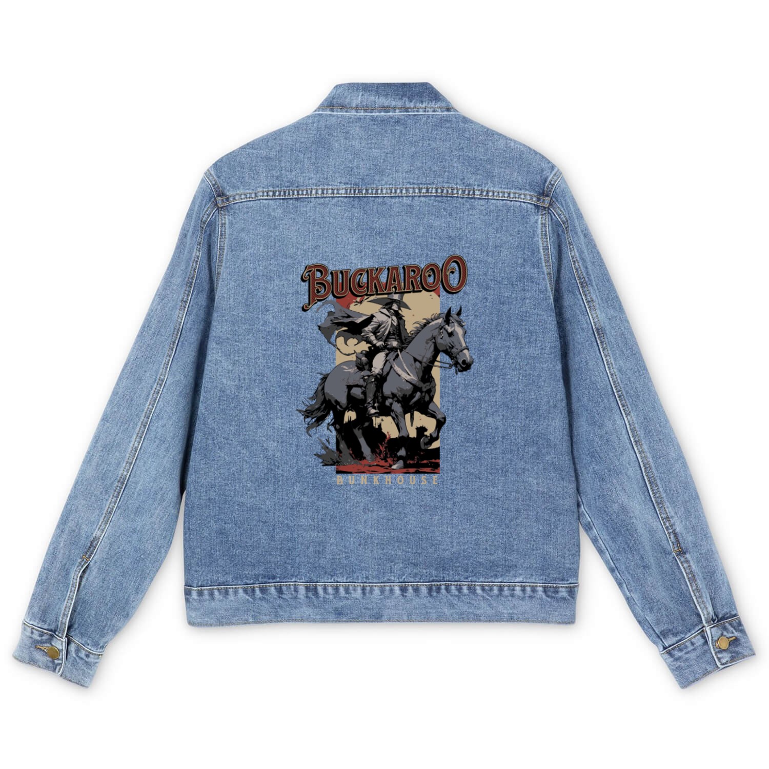 Buckaroo Bunkerhouse Western Illustration Men's Denim Jackets